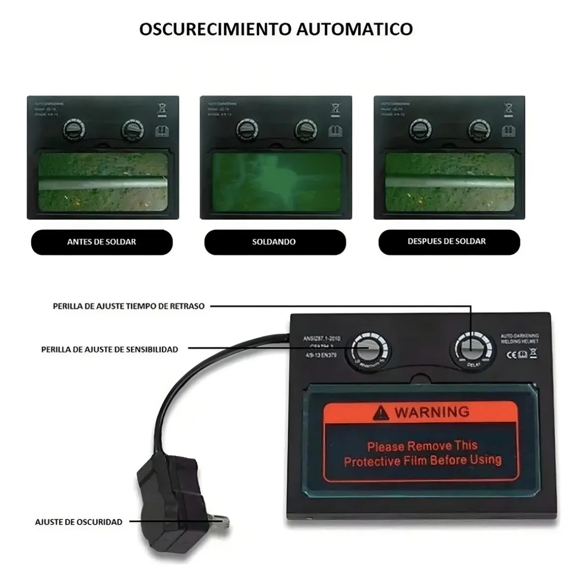 Máscara Para Soldar Fotosensible Profesional Redbo RBLYE95H-4