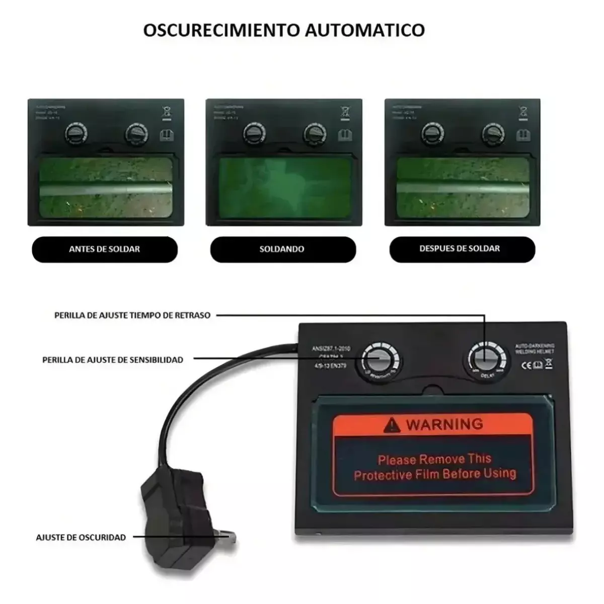 Máscara Para Soldar Fotosensible Profesional Redbo RBLYE95H-4