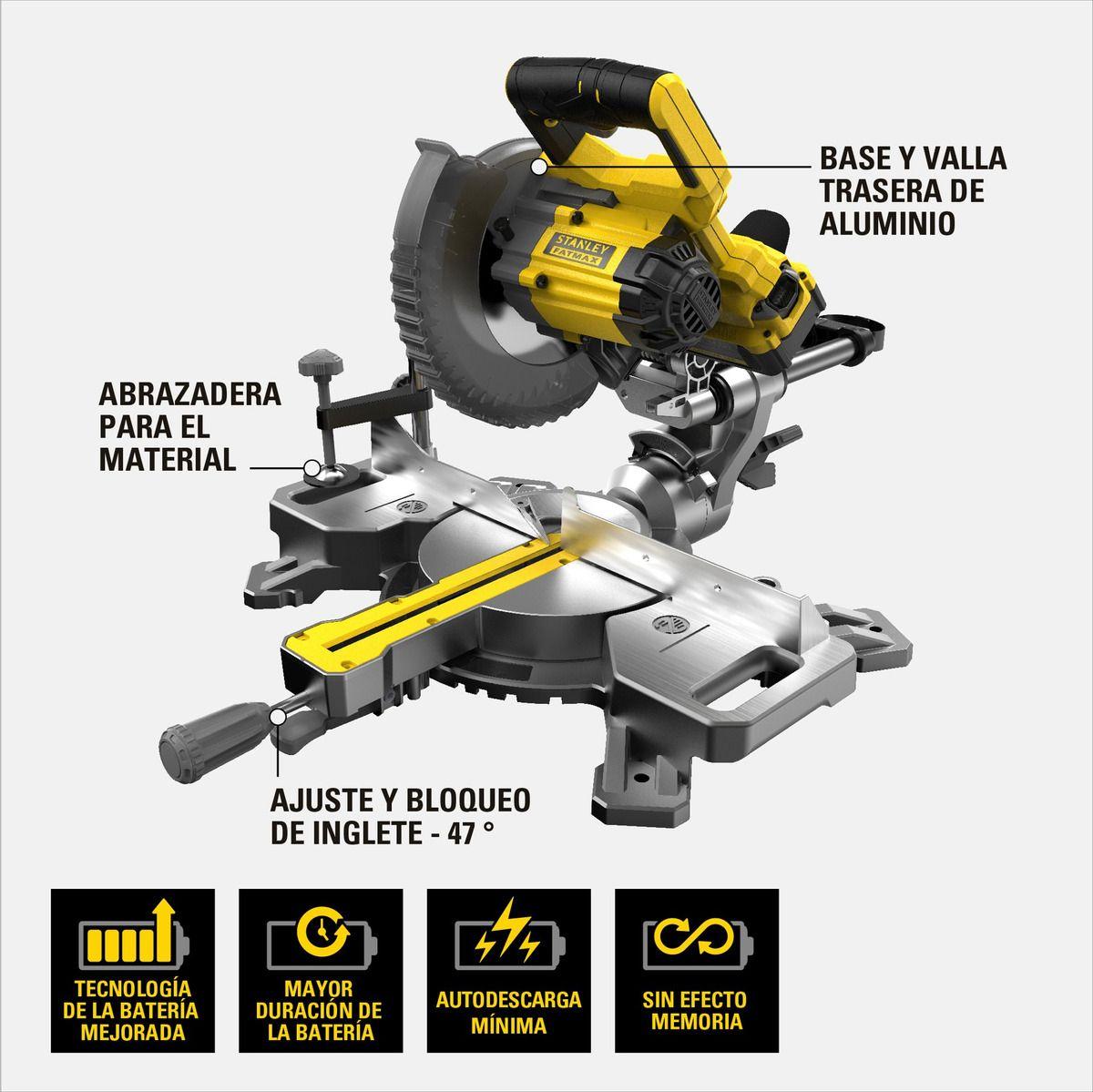Sierra Ingleteadora 7-1/4 20v Stanley Scm701-b2 Sin Baterias-2