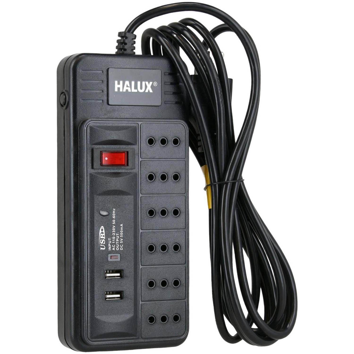 Alargador 6 tomas con 2 puertos USB e interruptor On Off 3 m-8