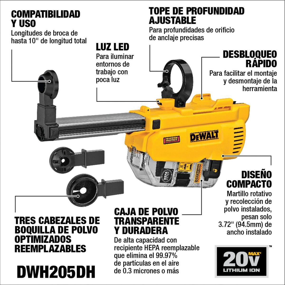 Extractor De Polvo 20v Sds Plus Dewalt Dwh205dh-7