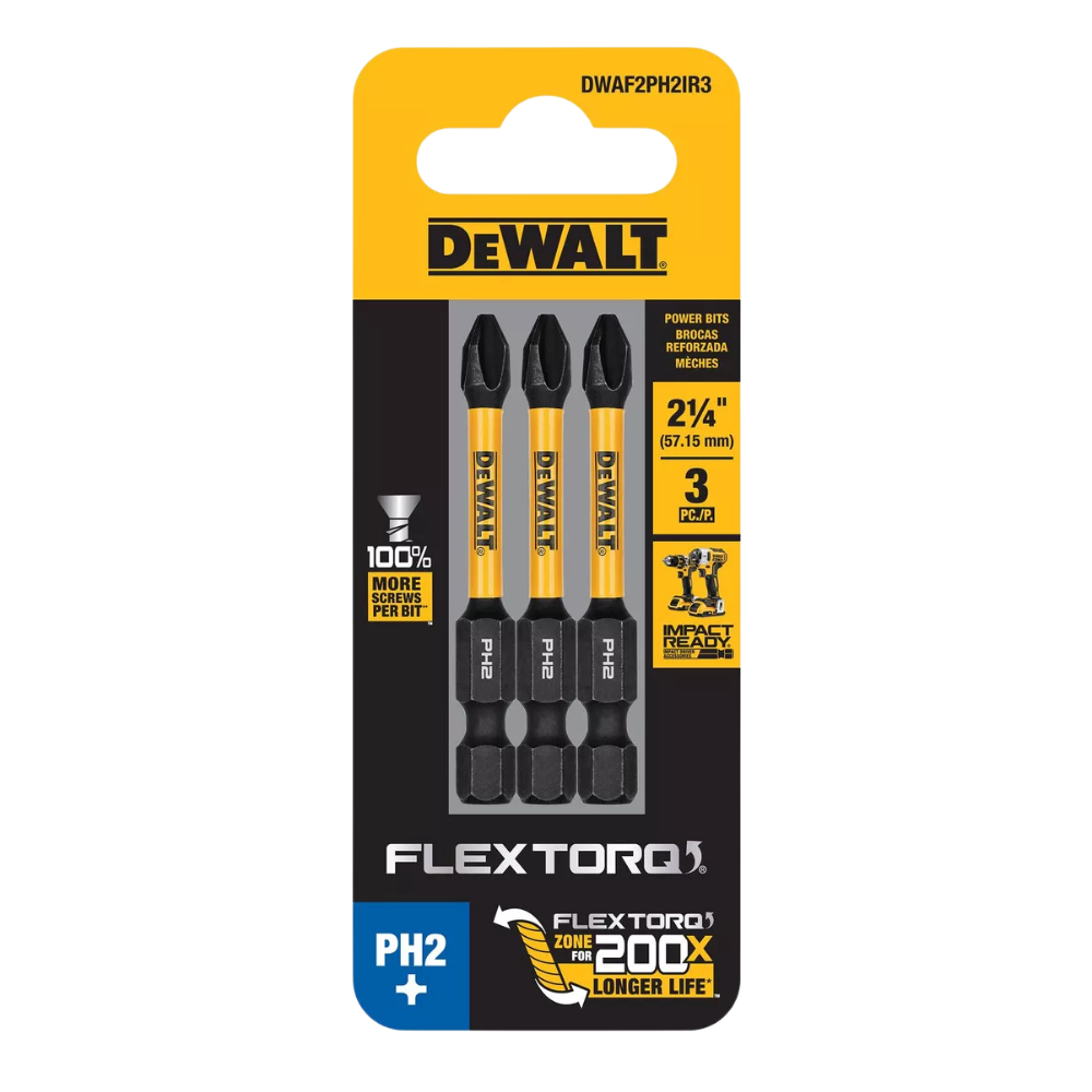 Set 3 Puntas Phillips 2-1/4 Nº1 Flextorq Dewalt Dwaf2ph1ir3-6