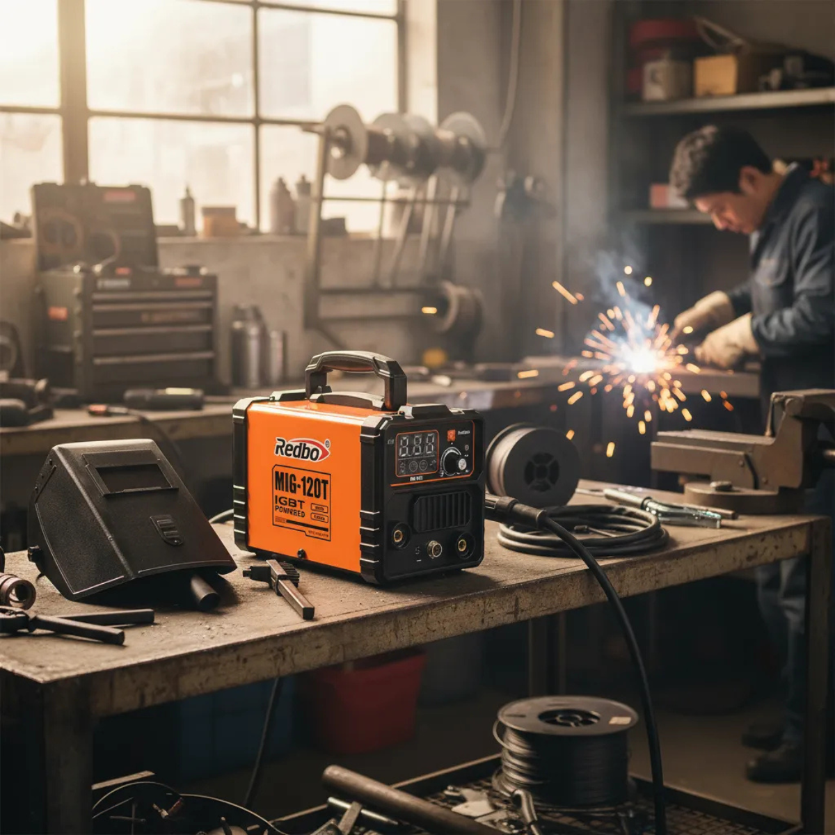 Soldadora Inverter  2 en 1 Mig 120amp Sin Gas Flux Redbo-7