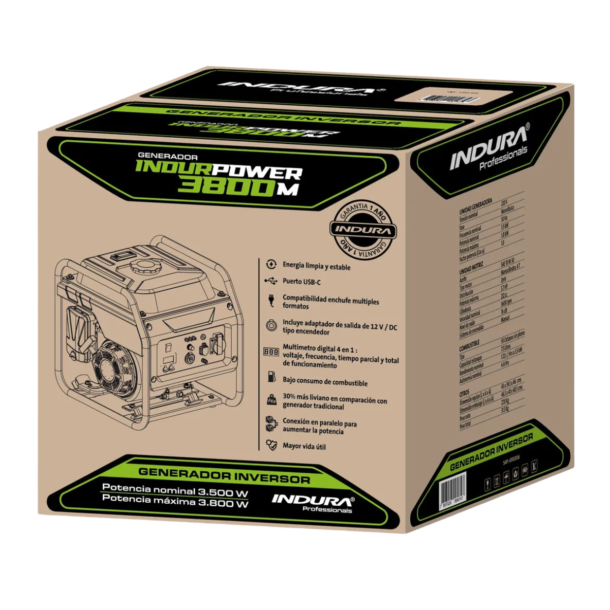 Generador Eléctrico Indura Gasolina 220V 3800m 3.8 Kw-5