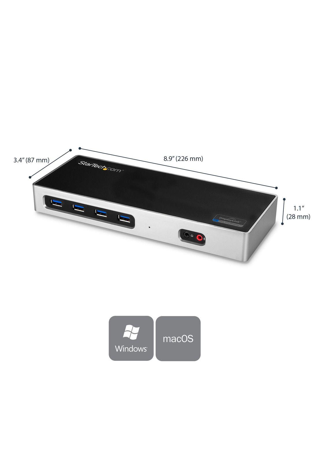 Docking Station Startech 4K 2 Monitores USB-C Displaylink-1