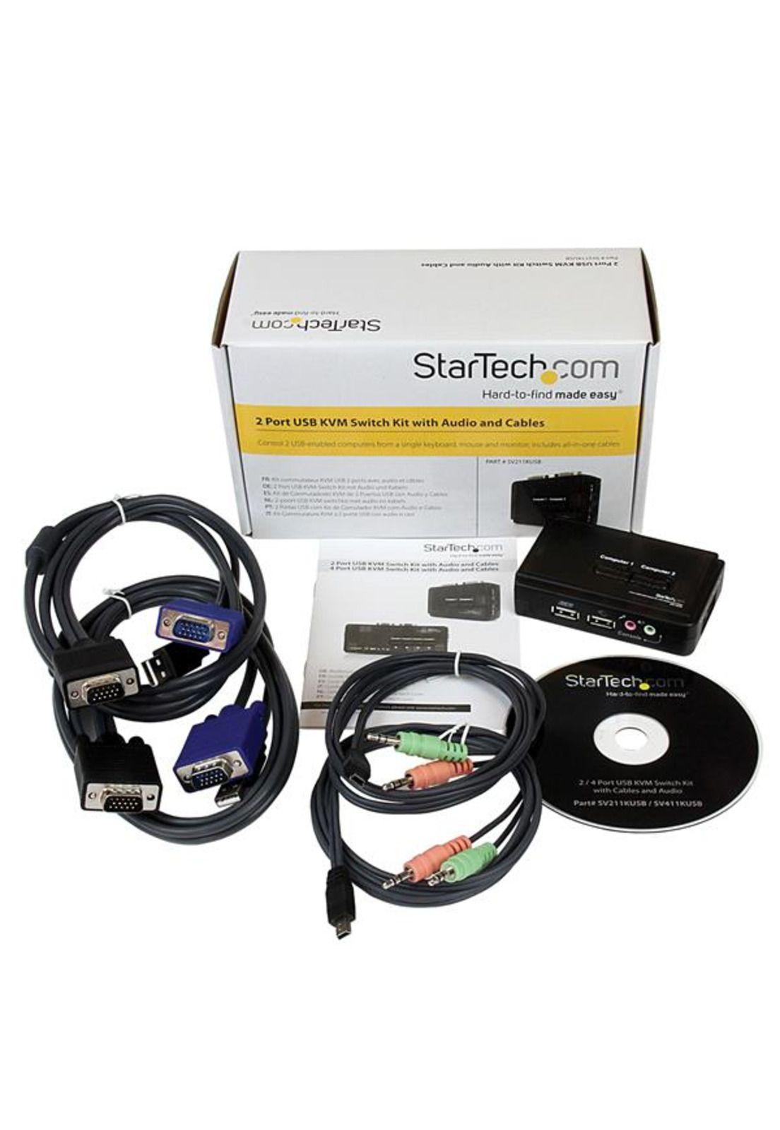 Kit de Conmutadores KVM de 2 Puertos USB con Audio y Cables-5