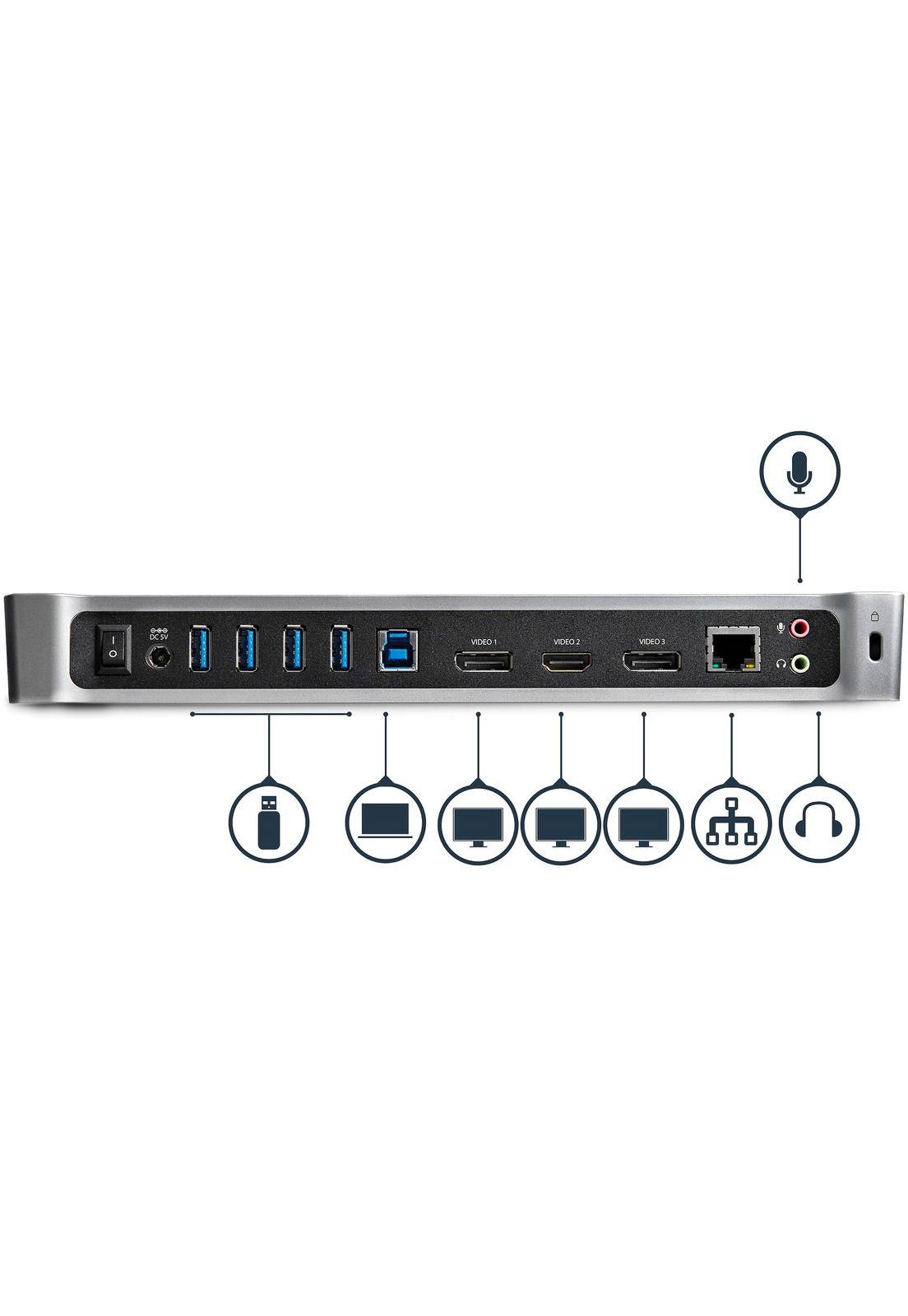 Docking Station Startech USB 3.0 | 3 Monitores 1 HDMI 2 DP-4