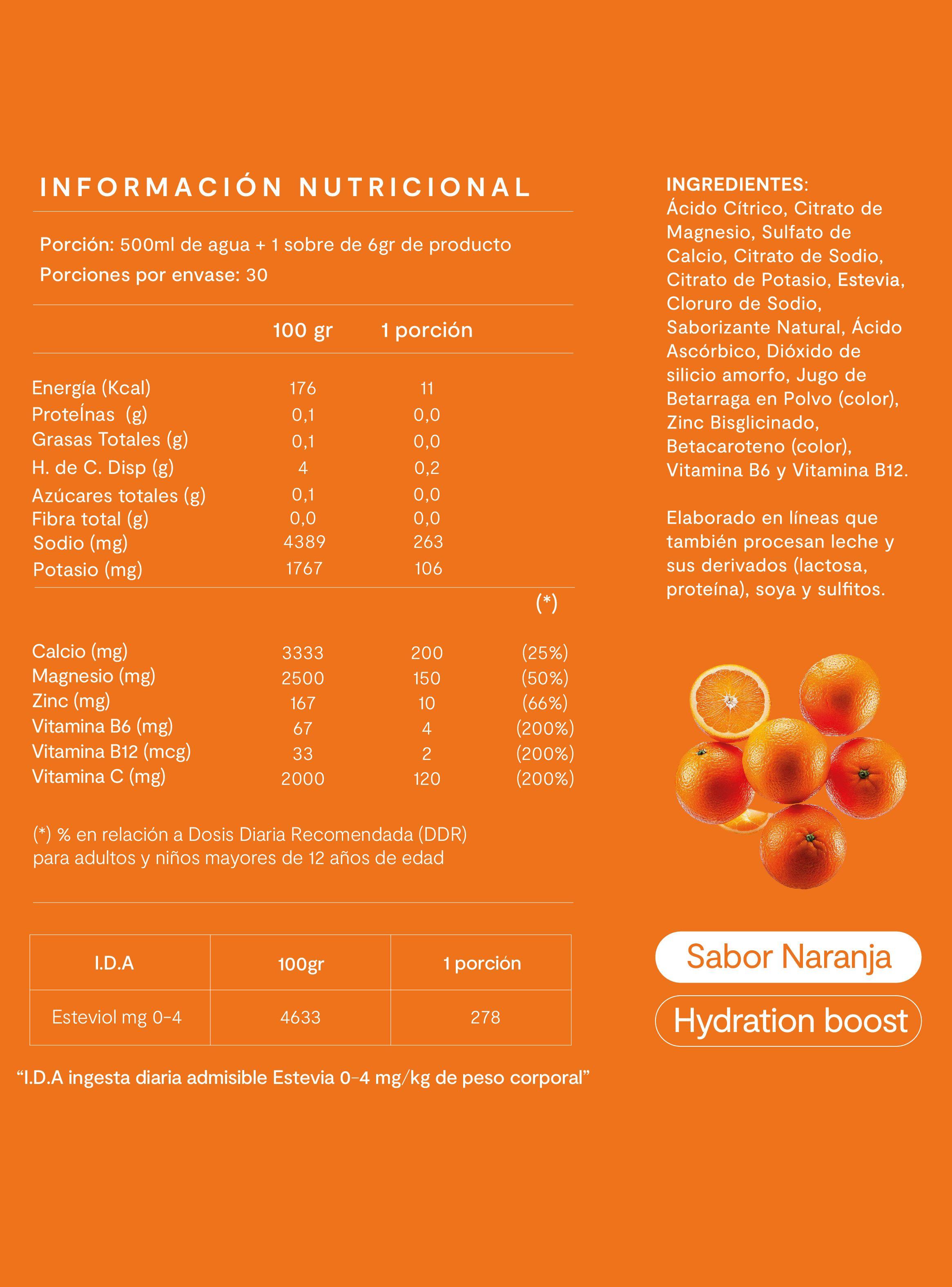 Electrolitos Bebida Hidratante Amazing Care Naranja 30 Sticks-1