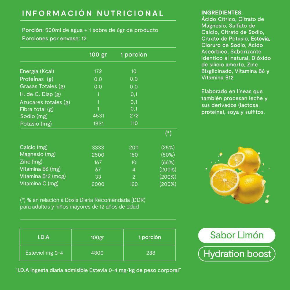 Electrolitos Bebida Hidratante Amazing Care Limon 12 Sticks-6