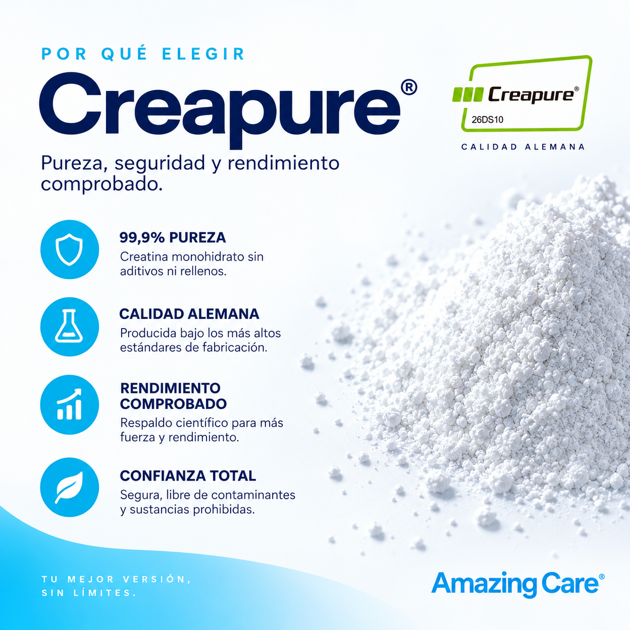 Creatina Creapure Amazing Care 30 Sticks 100 Monohidrato-3