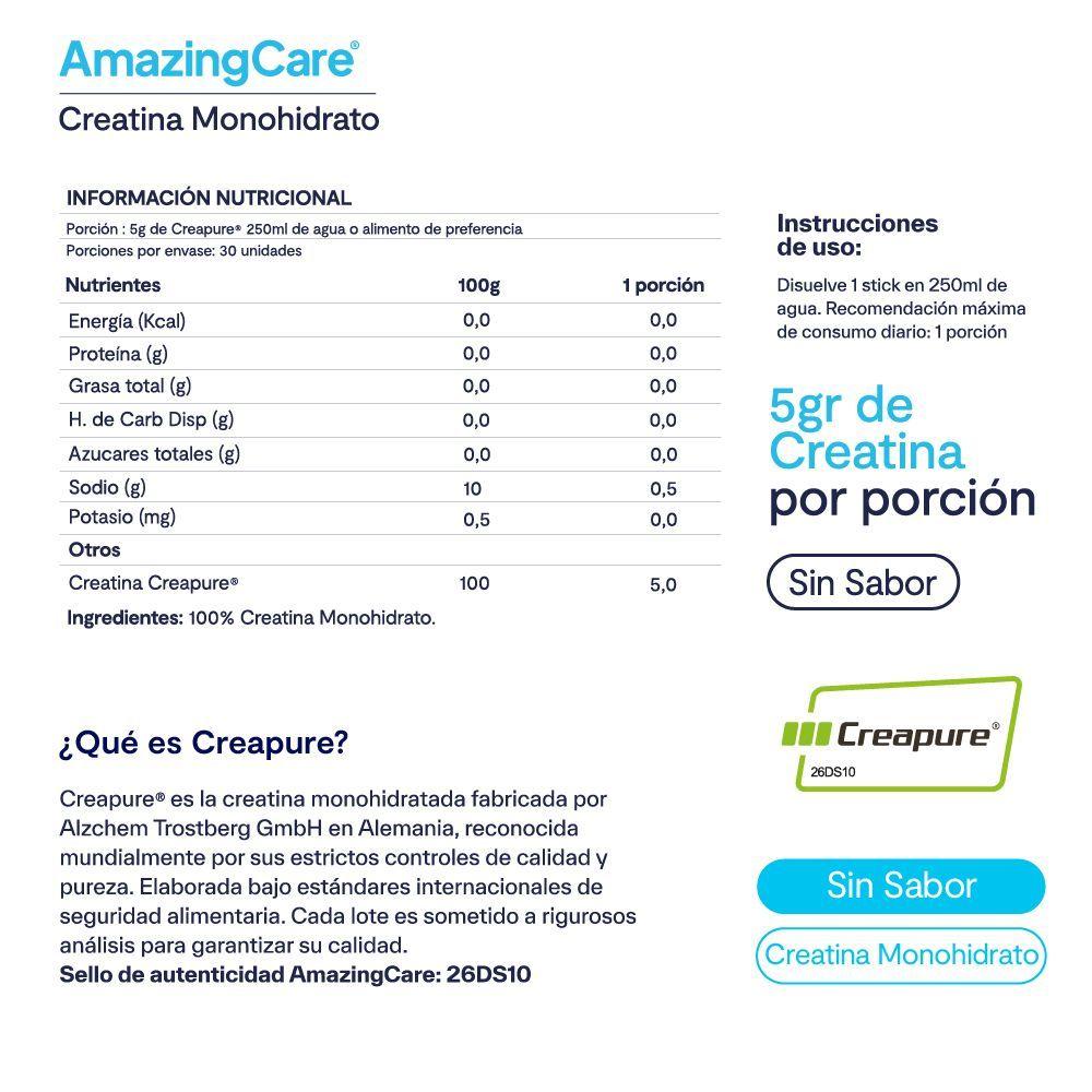 Creatina Creapure Amazing Care 30 Sticks 100 Monohidrato-4