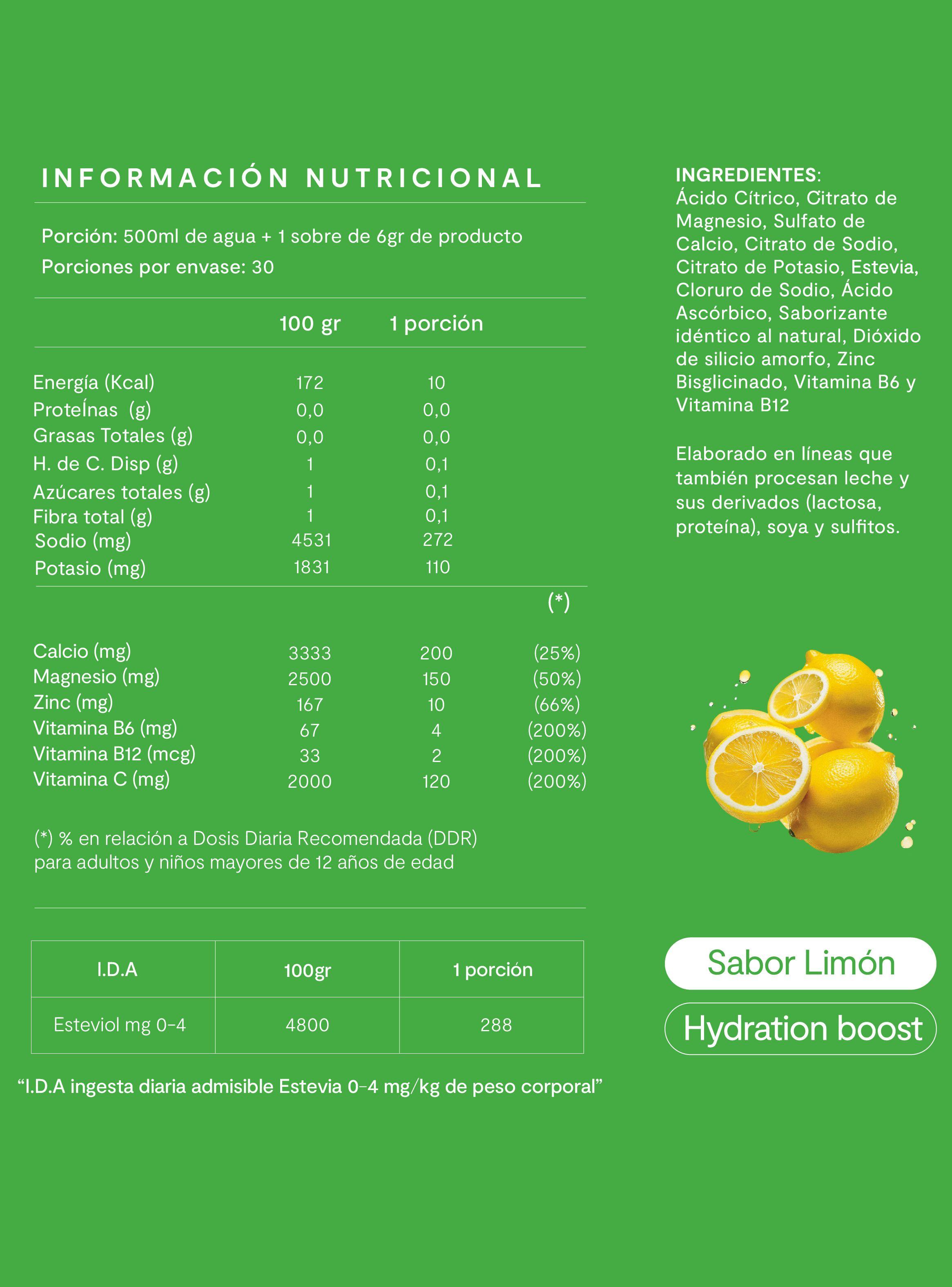 Electrolitos Bebida Hidratante Amazing Care Limon 30 Sticks-4