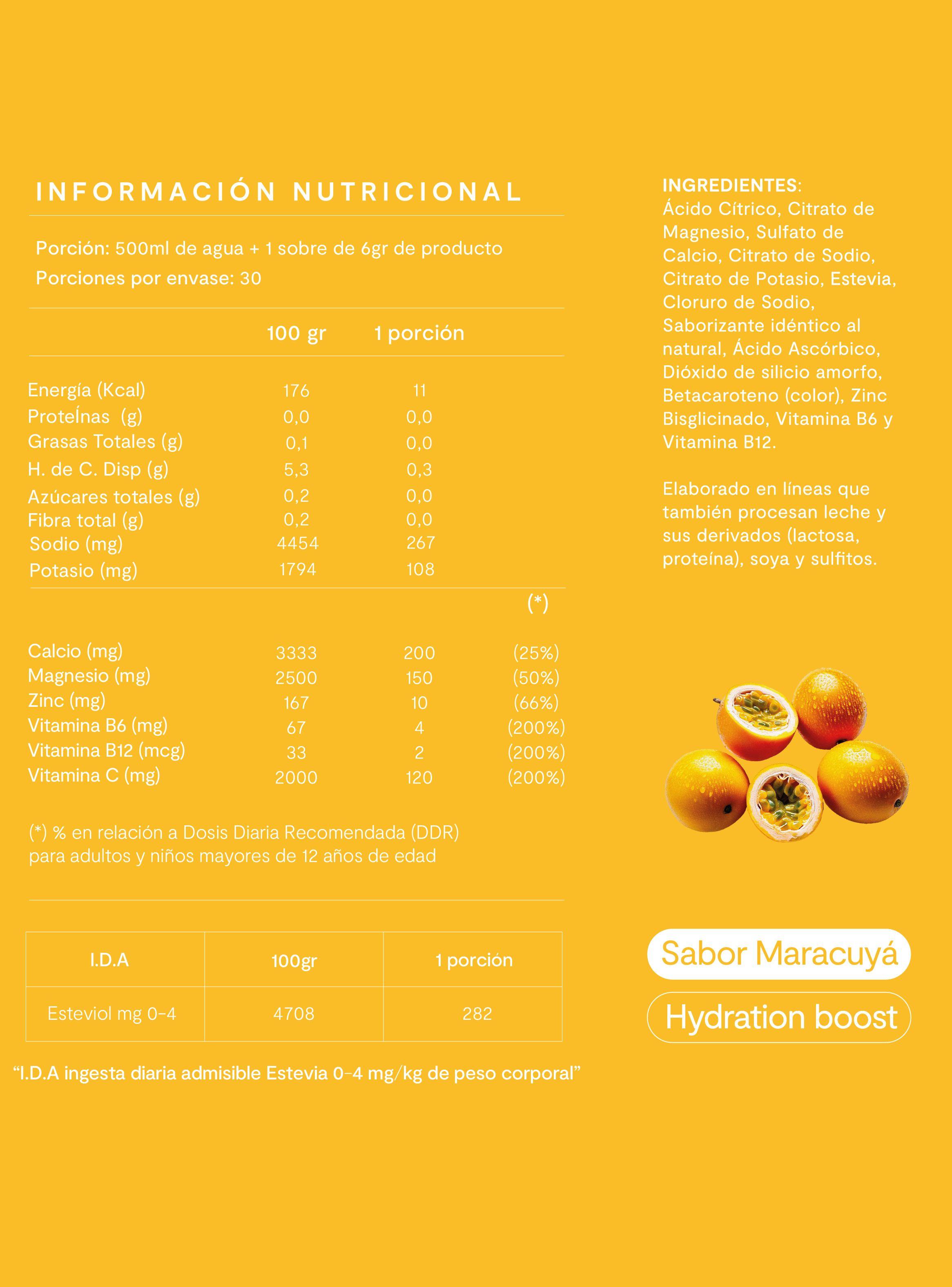 Electrolitos Bebida Hidratante Amazing Care Maracuya 30 Sticks-1