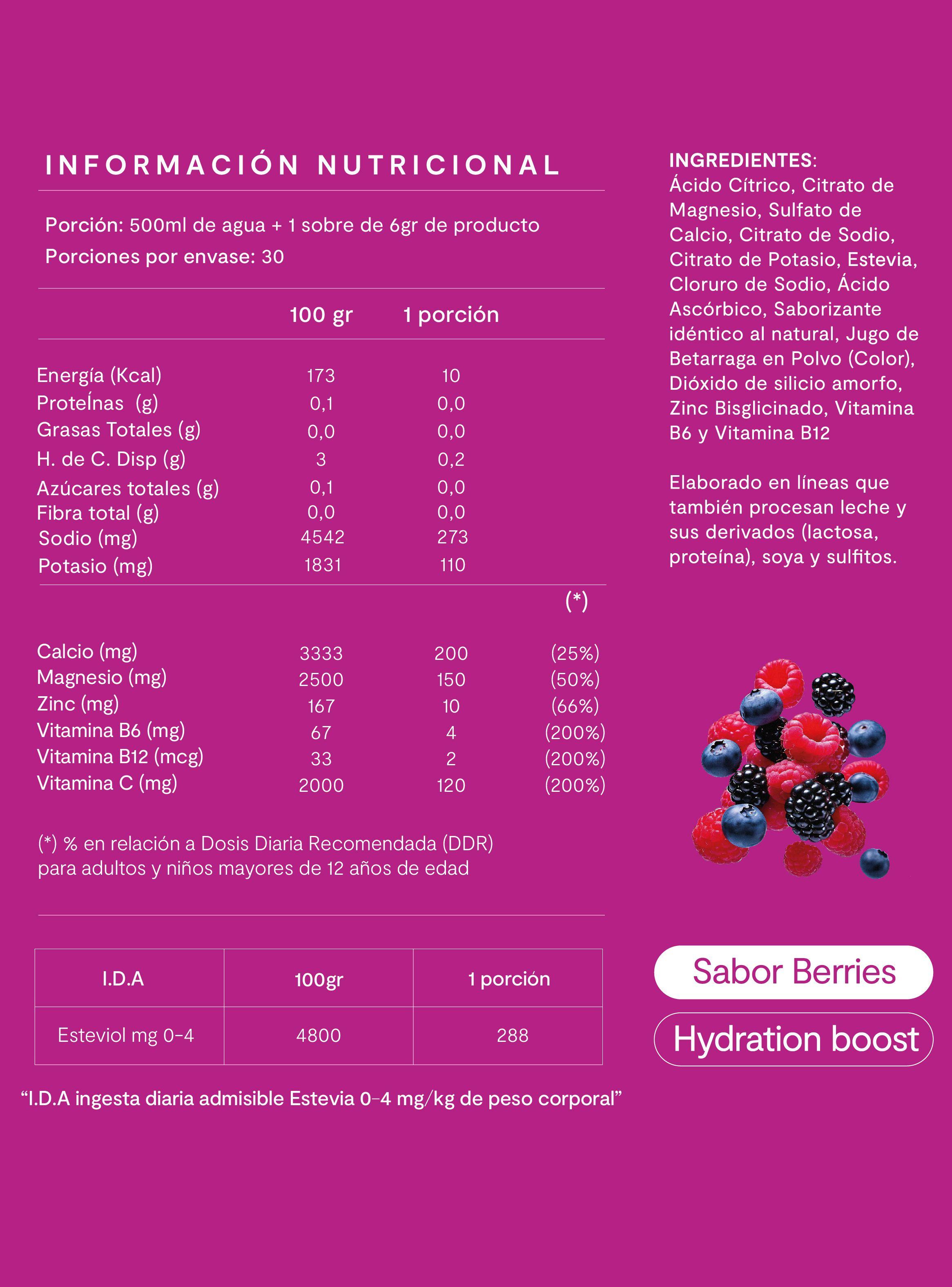 Electrolitos Bebida Hidratante Amazing Care Berries 30 Sticks-1