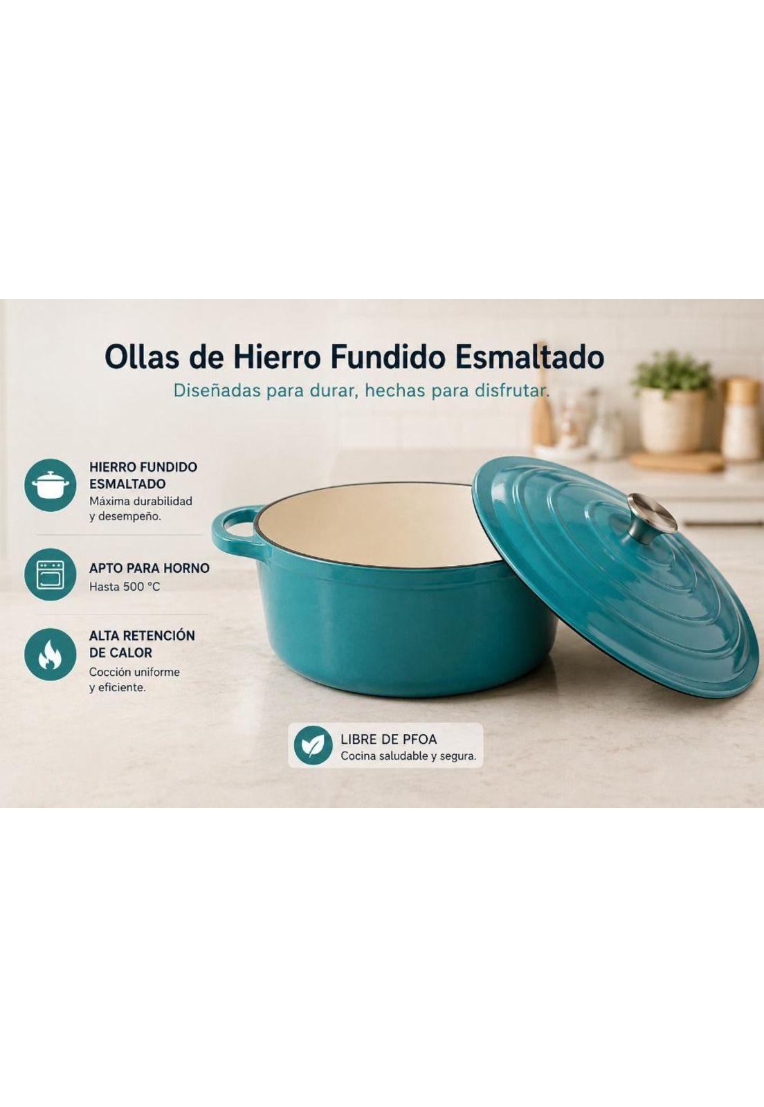Juego de Ollas Hierro Fundido 8 p. Apto Horno 500 °C Turquez-5