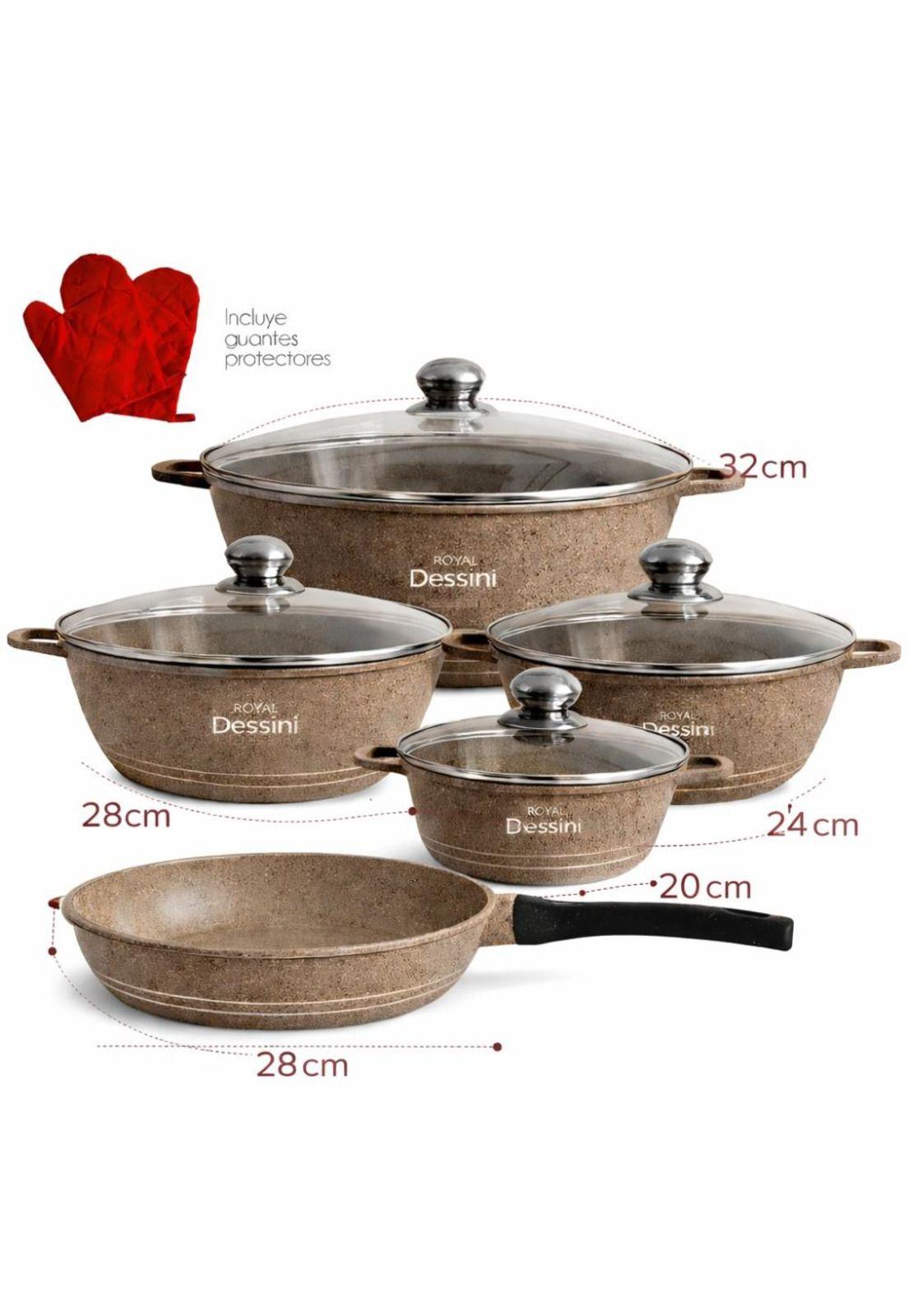 Juego de Ollas 12 Piezas Granito Royal Dessine color Beige-2