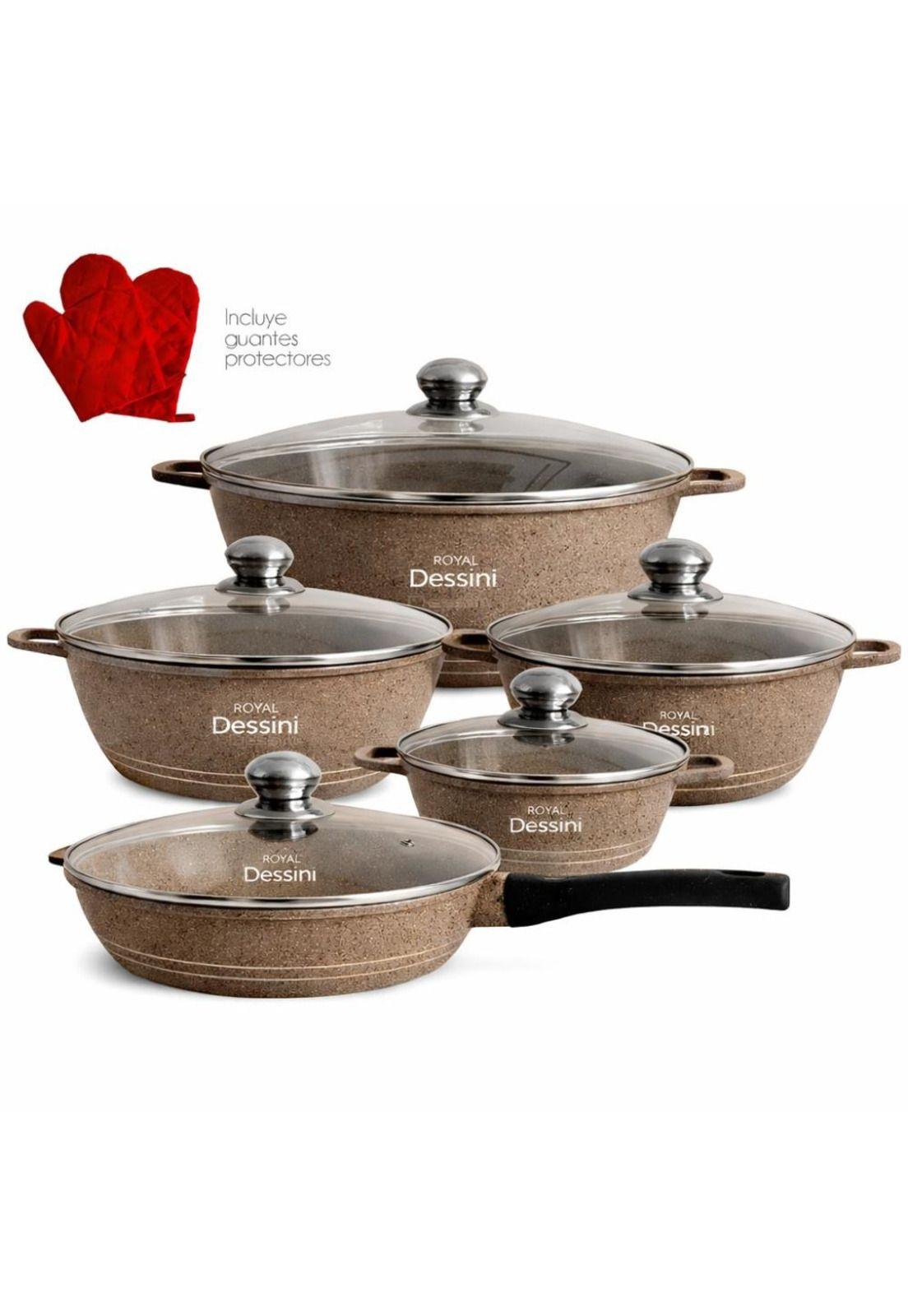 Juego de Ollas 12 Piezas Granito Royal Dessine color Beige-3
