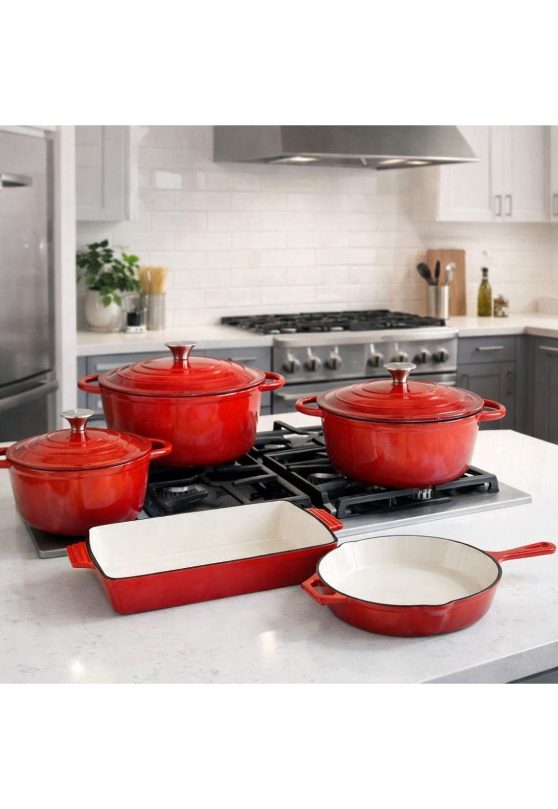 Juego de Ollas Hierro Fundido 8 piezas Apto Horno 500 °C-2