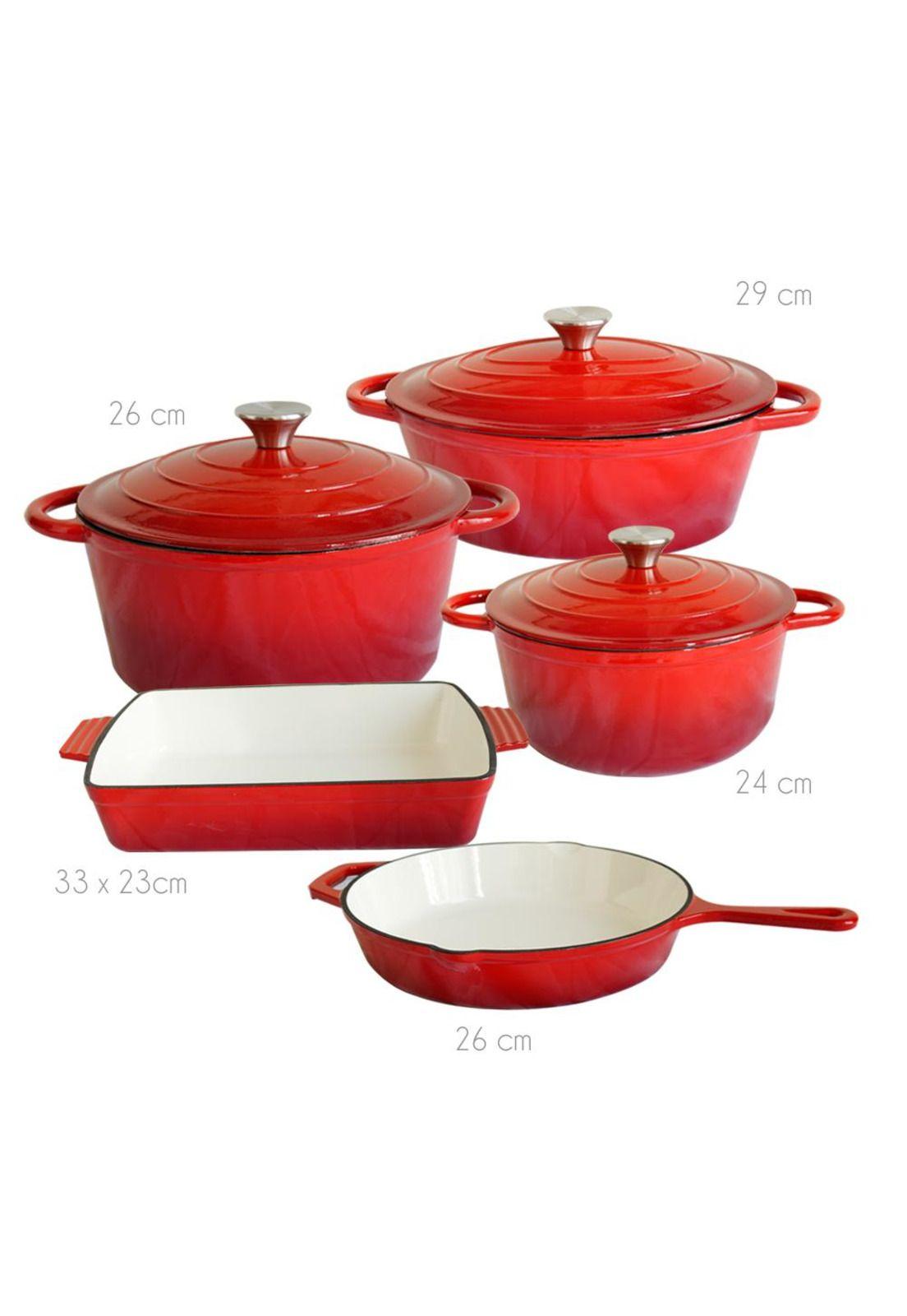 Juego de Ollas Hierro Fundido 8 piezas Apto Horno 500 °C-4