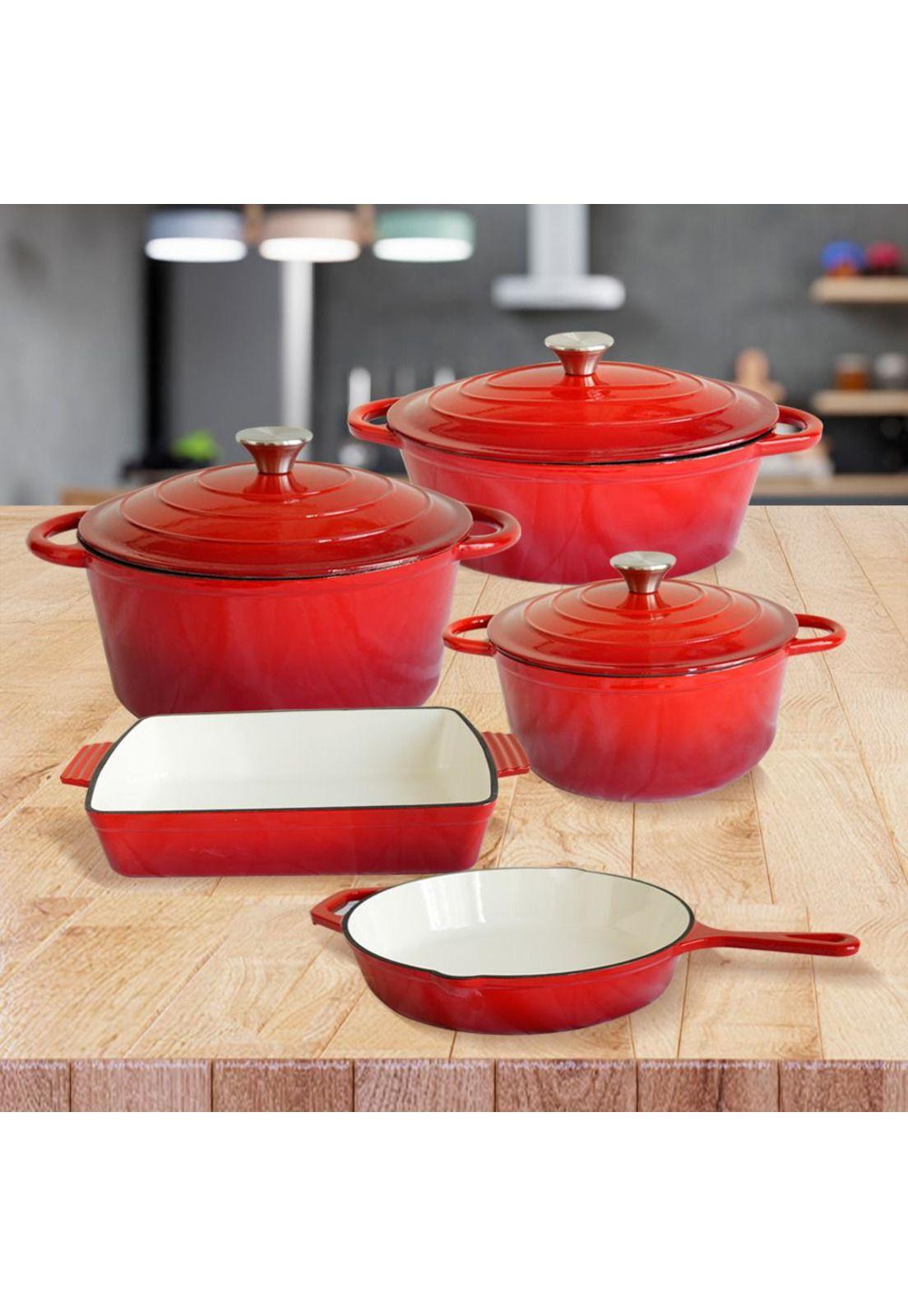 Juego de Ollas Hierro Fundido 8 piezas Apto Horno 500 °C-6