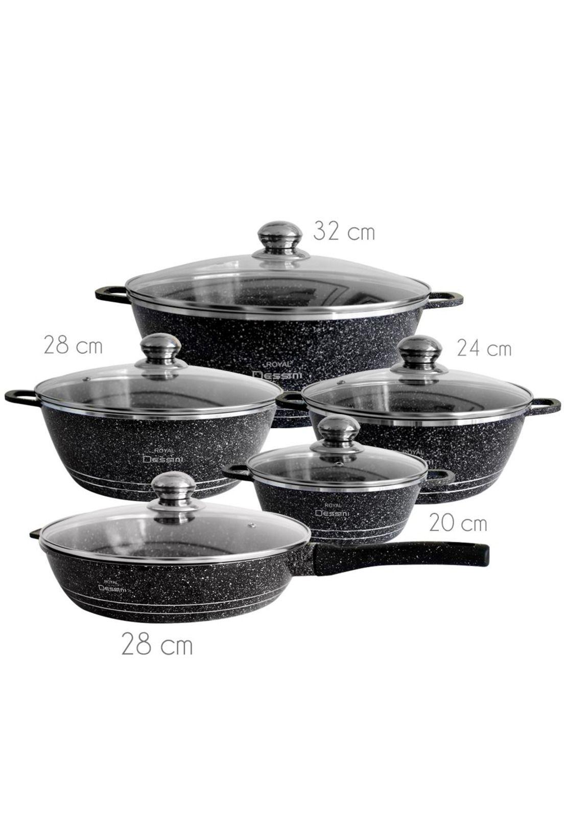 Juego de Ollas 12 Piezas Granito Royal Dessine color Negro-5
