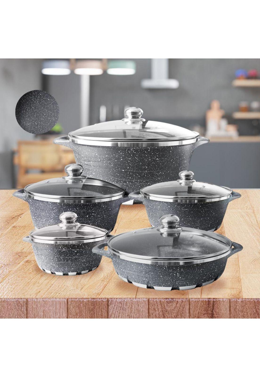 Batería de Cocina 10 Piezas Altas Granito Antiadherente-5
