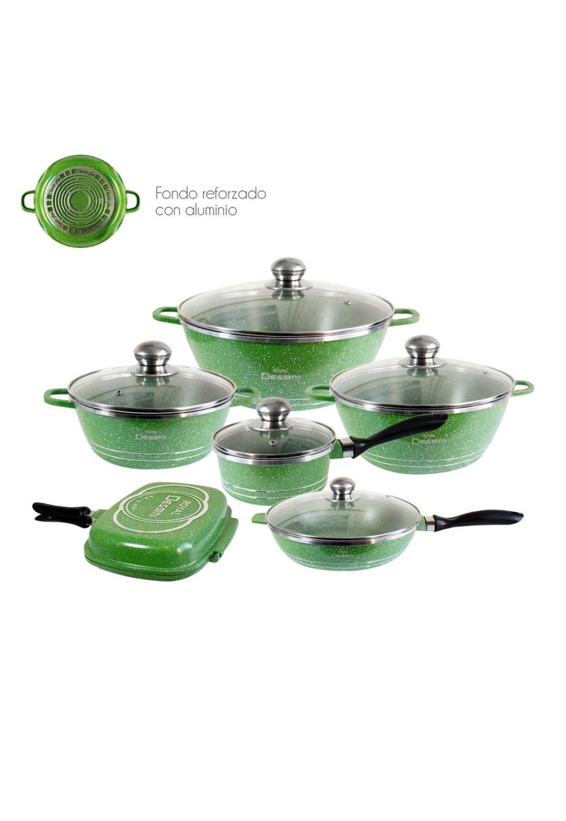 Juego de Ollas Granito 23 piezas Bateria de Cocina Verde-4