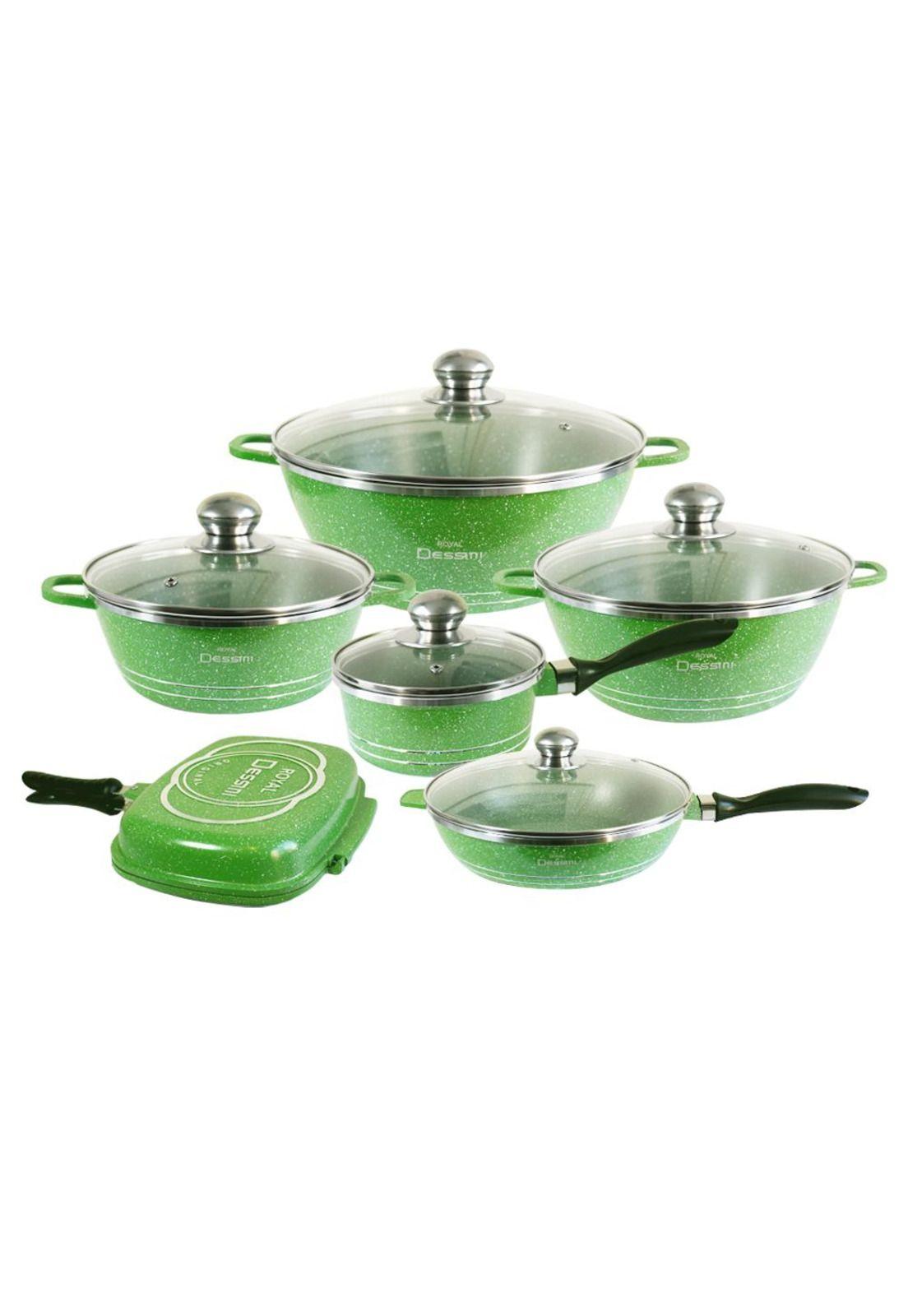 Juego de Ollas Granito 23 piezas Bateria de Cocina Verde-7