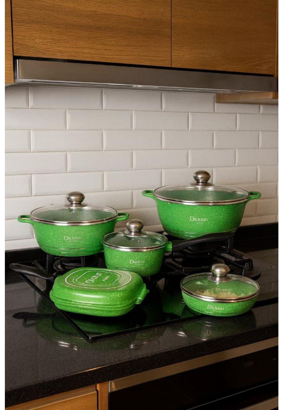 Juego de Ollas Granito 23 piezas Bateria de Cocina Verde-8