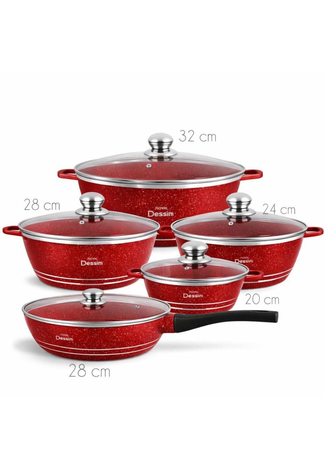 Juego de Ollas 12 Piezas Granito Royal Dessine color Rojo-3