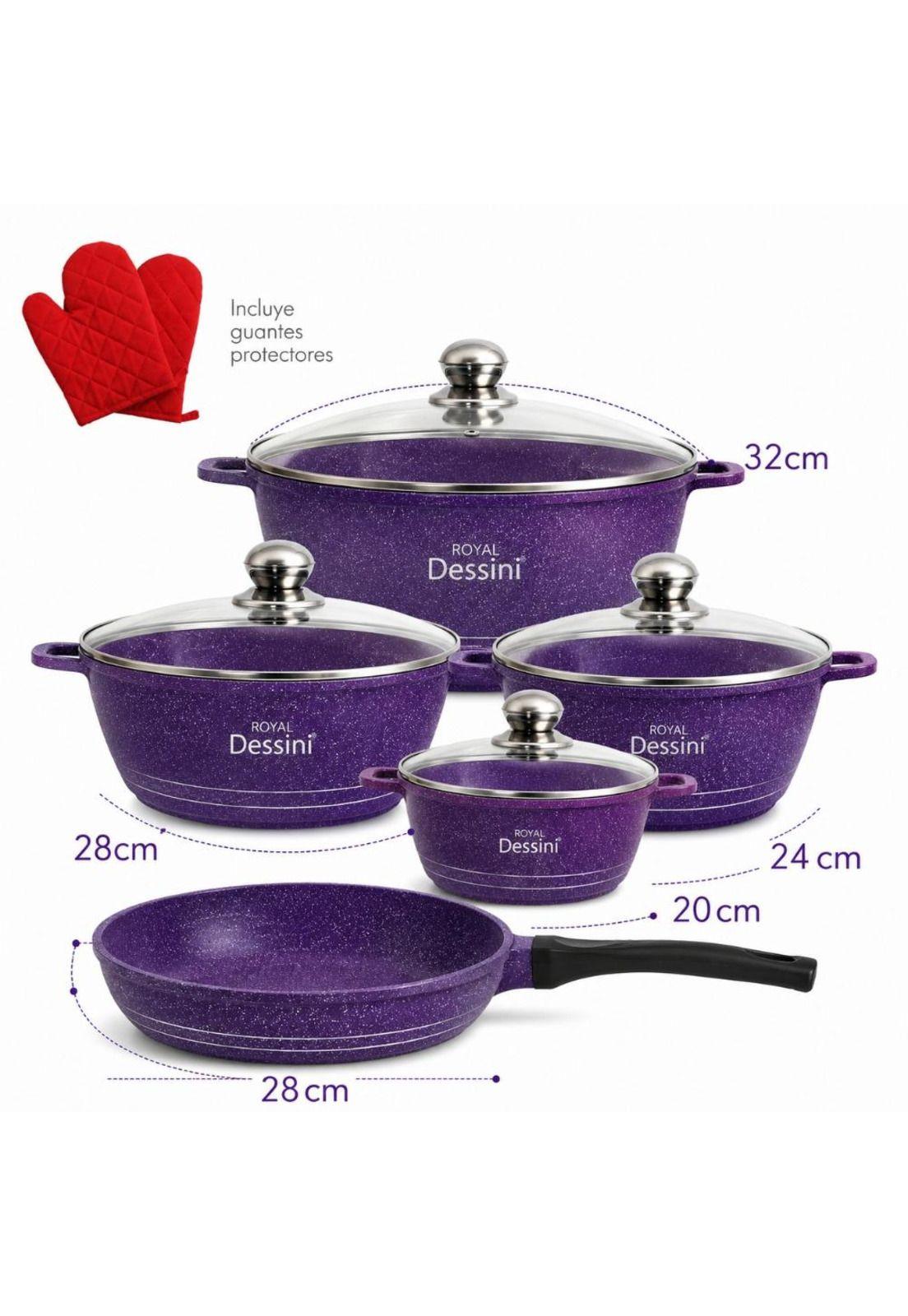Juego de Ollas 12 Piezas Granito Royal Dessine color Morado-3