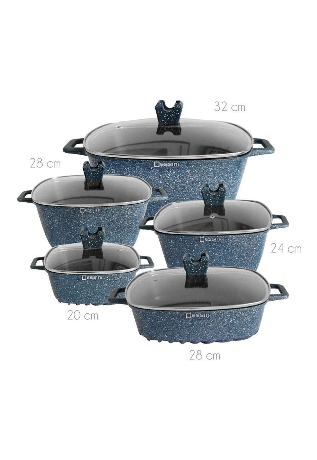 Juego de Ollas Granito 10 Piezas Antiadherente Premium  Azul-2