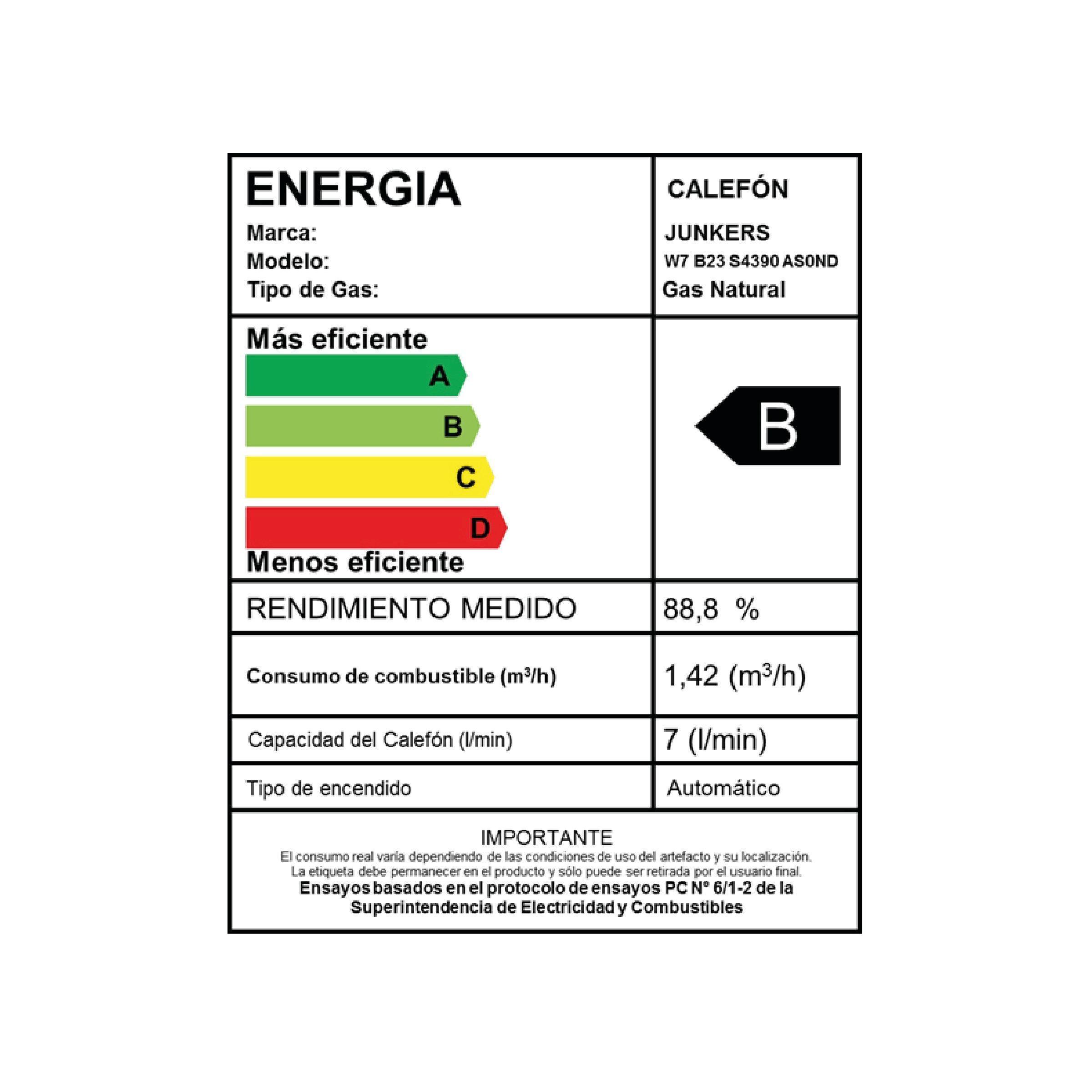Calefont 7 Litros Gas Licuado Tiro Natural Junkers Bosch Therm 2200-5
