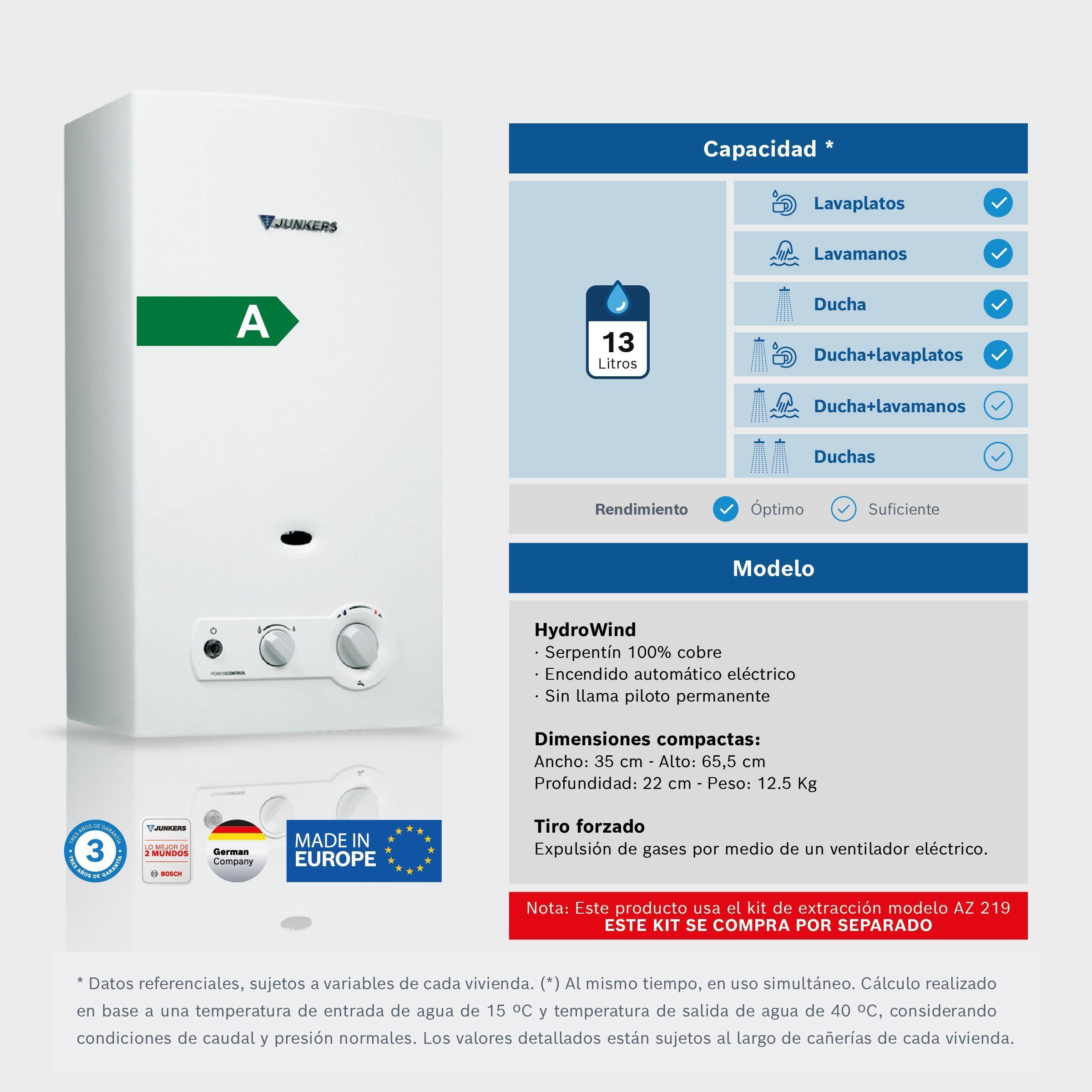 Calefont 13 Litros Gas Licuado Tiro Forzado Junkers Bosch Therm 4400 F-2