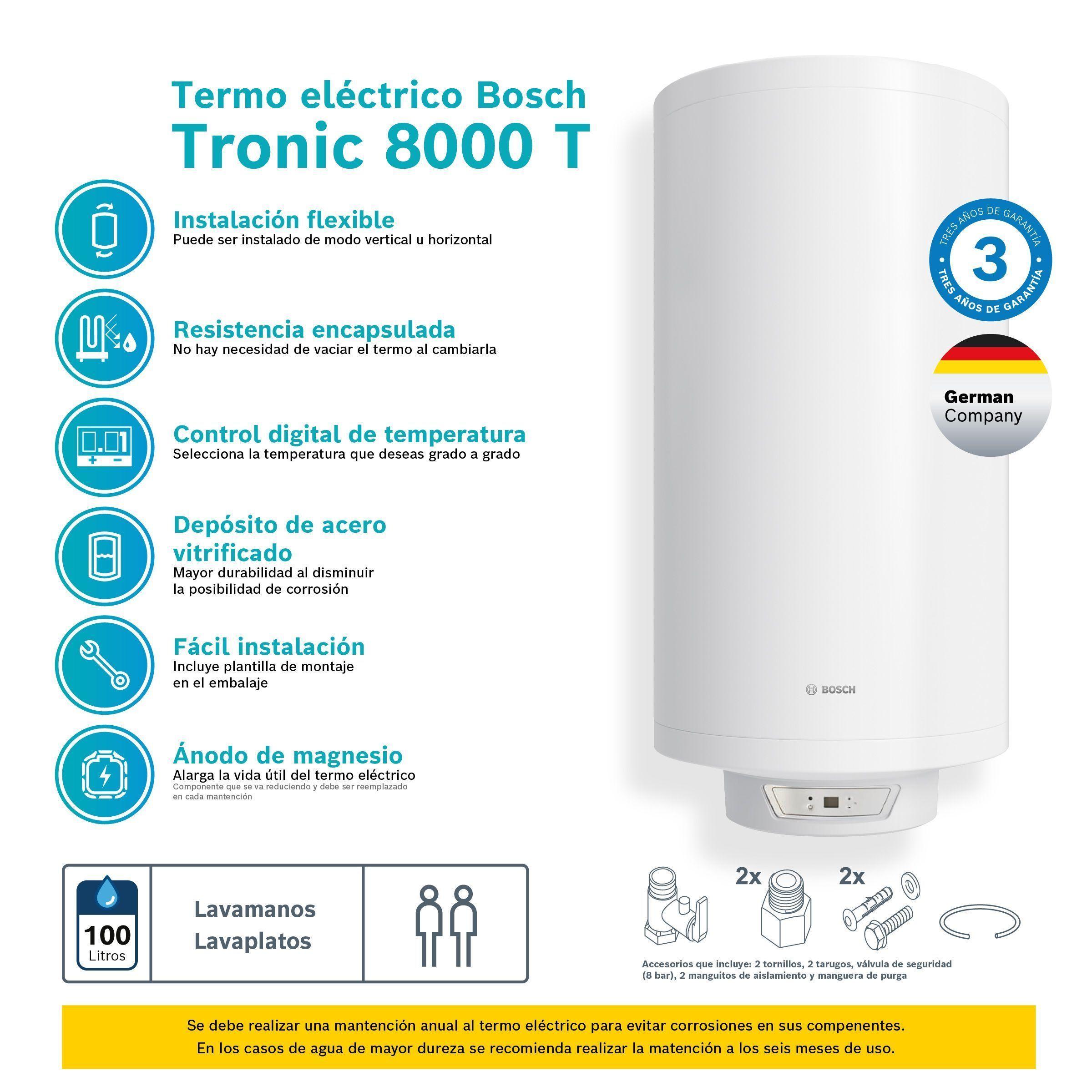 Termo Eléctrico 100 Litros Bosch Tronic 8000 T-5