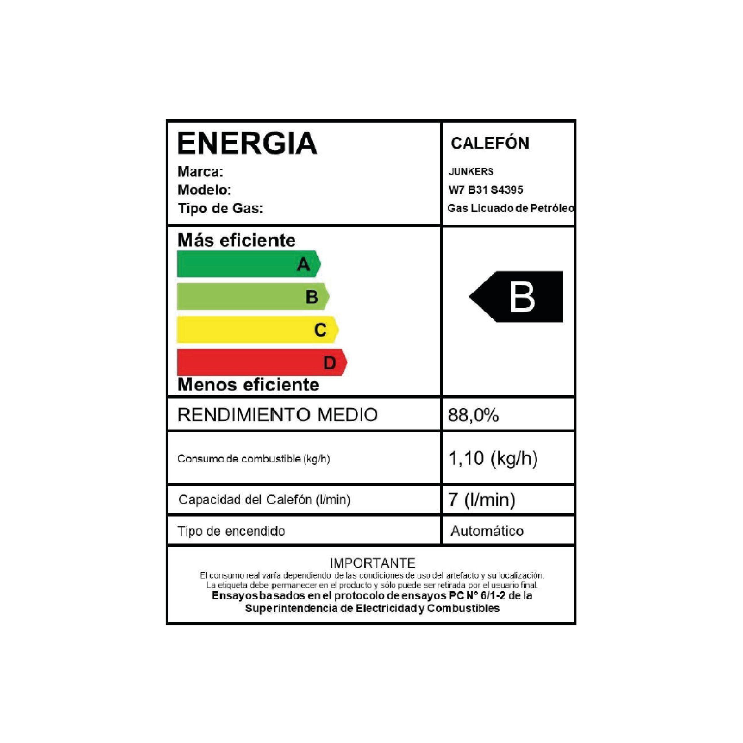 Calefont 7 Litros Gas Natural Tiro Natural Junkers Bosch Therm 1500-6