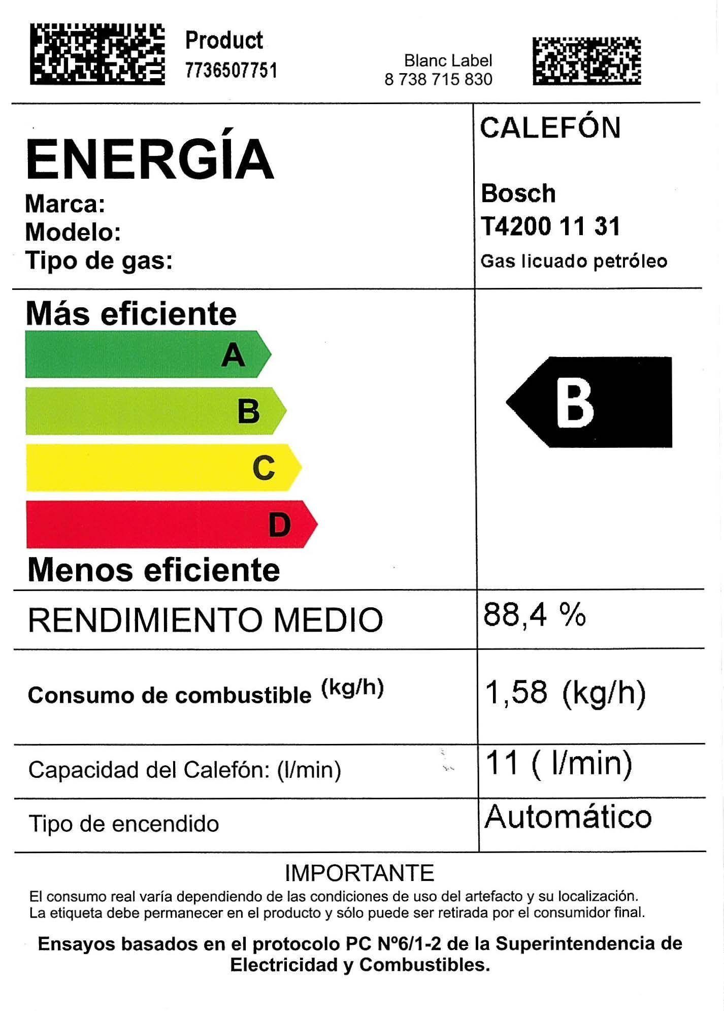 Calefón ionizado 11 litros gas licuado Therm 4200-7