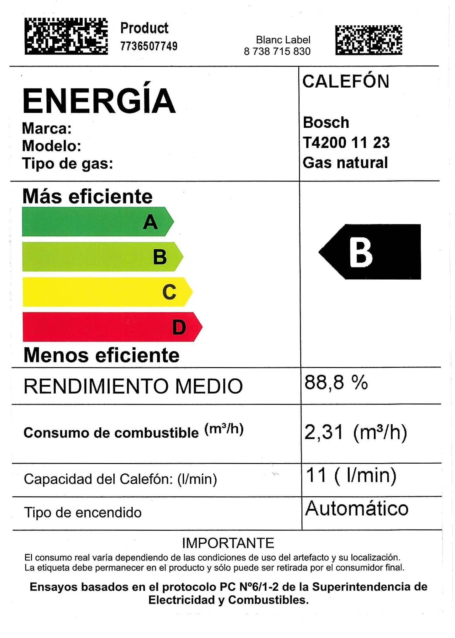 Calefón ionizado 11 litros gas natural Therm 4200-6
