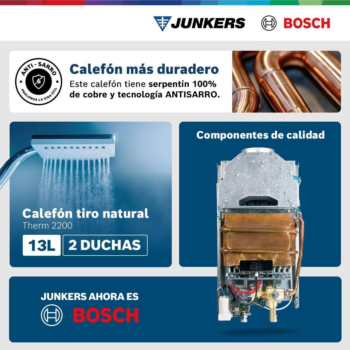 Calefont 13 Litros Gas Licuado Tiro Natural Junkers Bosch Therm 2200-5