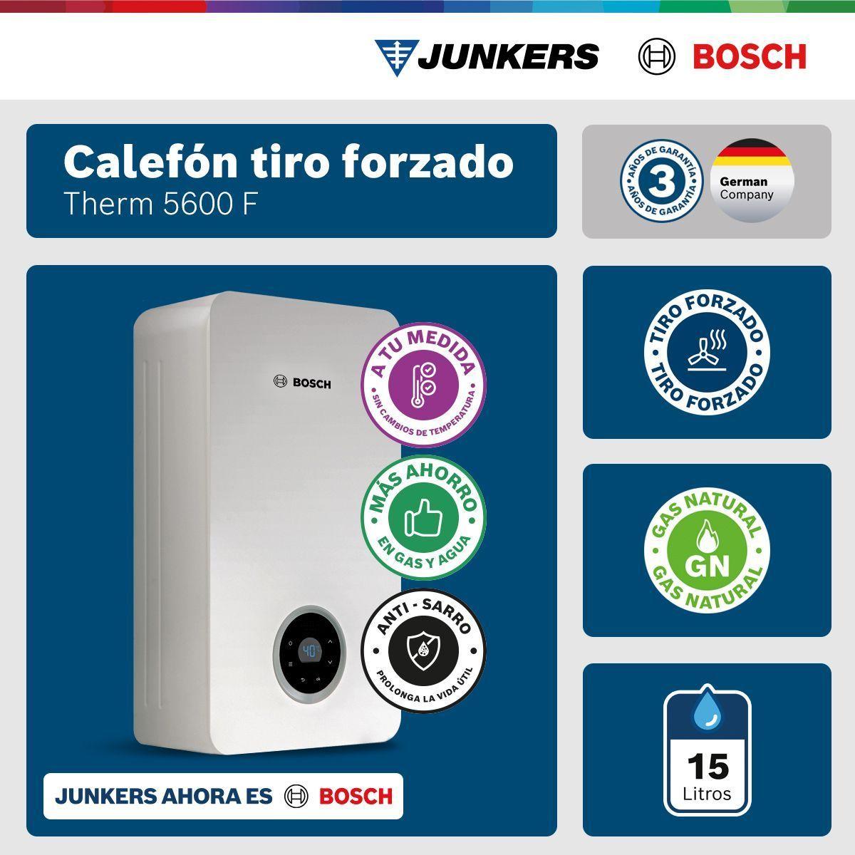 Calefón tiro forzado 15 litros gas natural Therm 5600 F -2