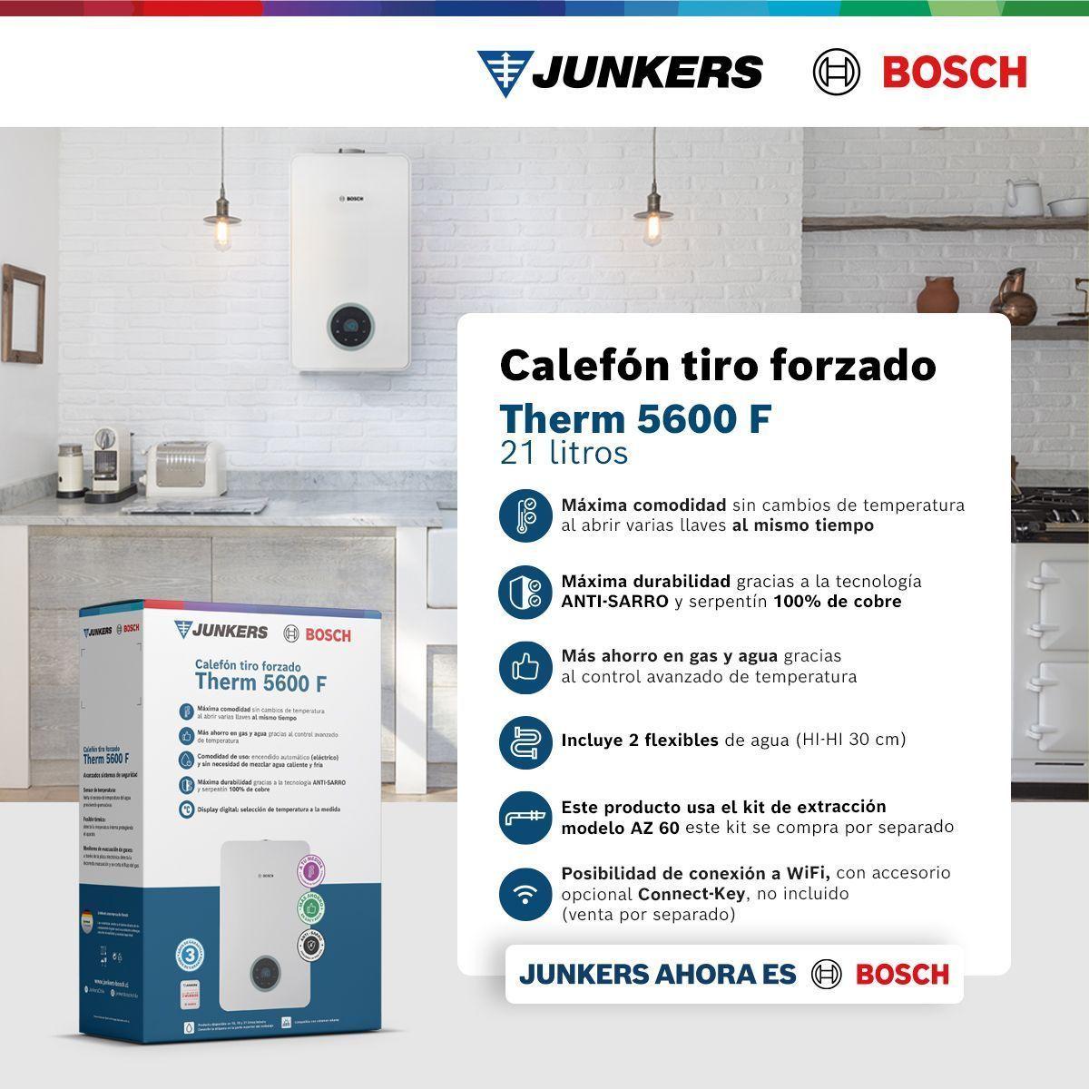 Calefont 21 Litros Gas Natural Tiro Forzado Junkers Bosch Therm 5600 F-4