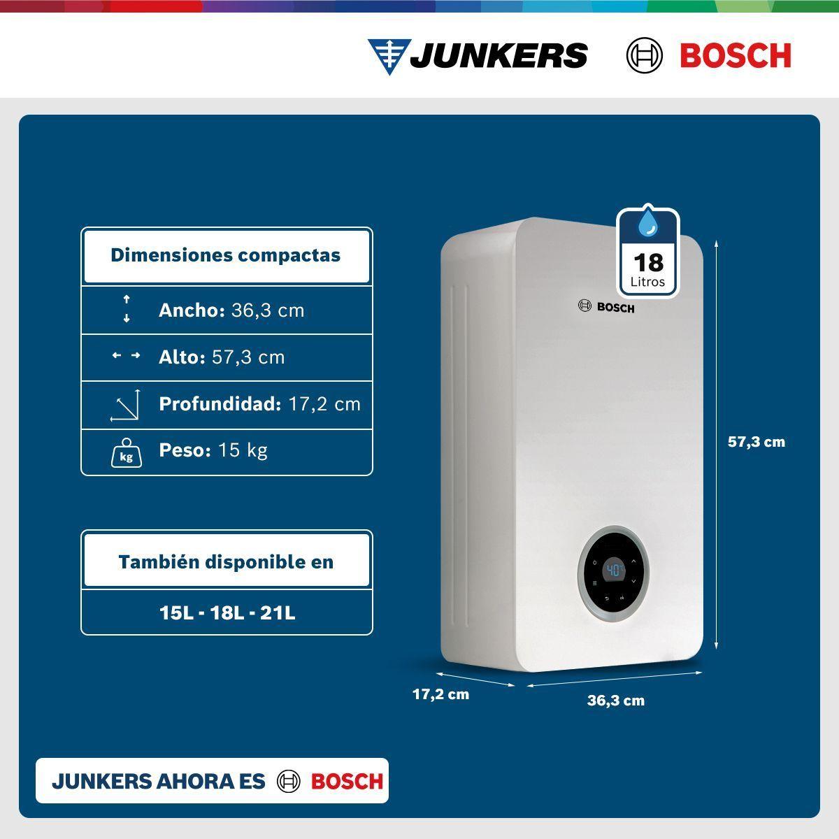 Calefont 18 Litros Gas Natural Tiro Forzado Junkers Bosch Therm 5600 F-5