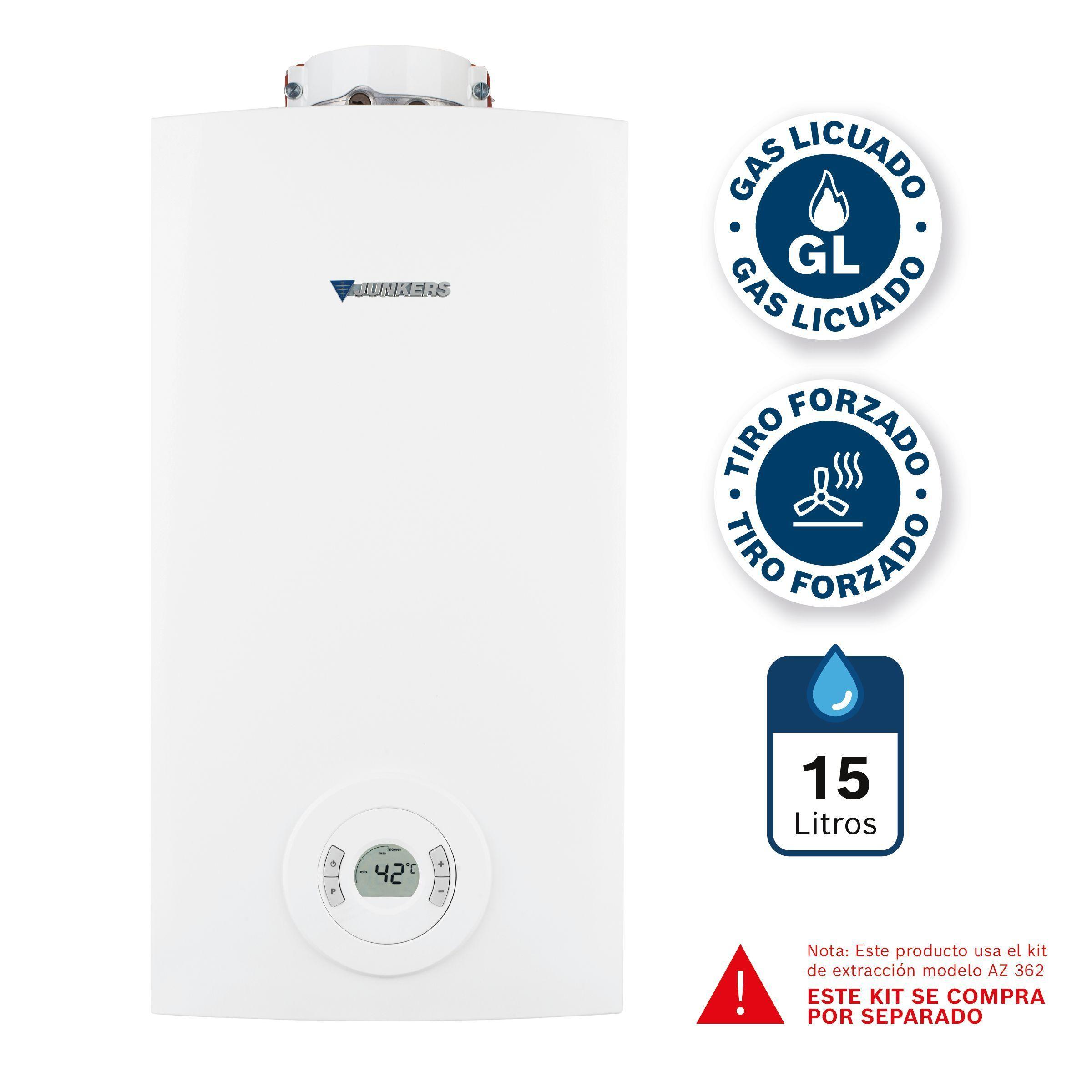 Calefont 15 Litros Gas Licuado Tiro Forzado Junkers Bosch HydroCompact-1