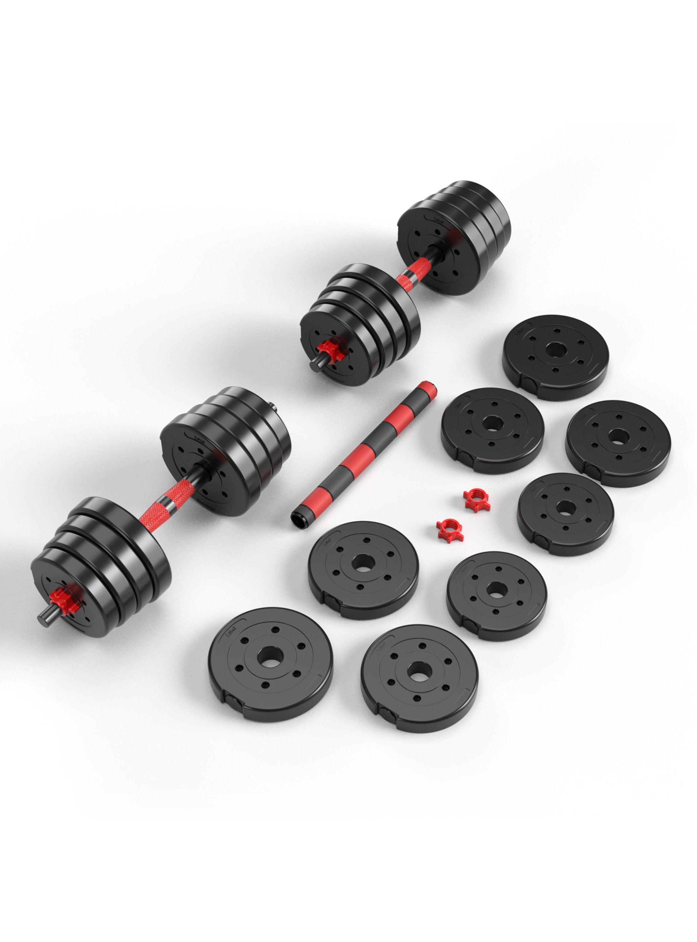 Set Mancuernas 2 en 1 Fitmax 30 Kg PVC Rojo-3