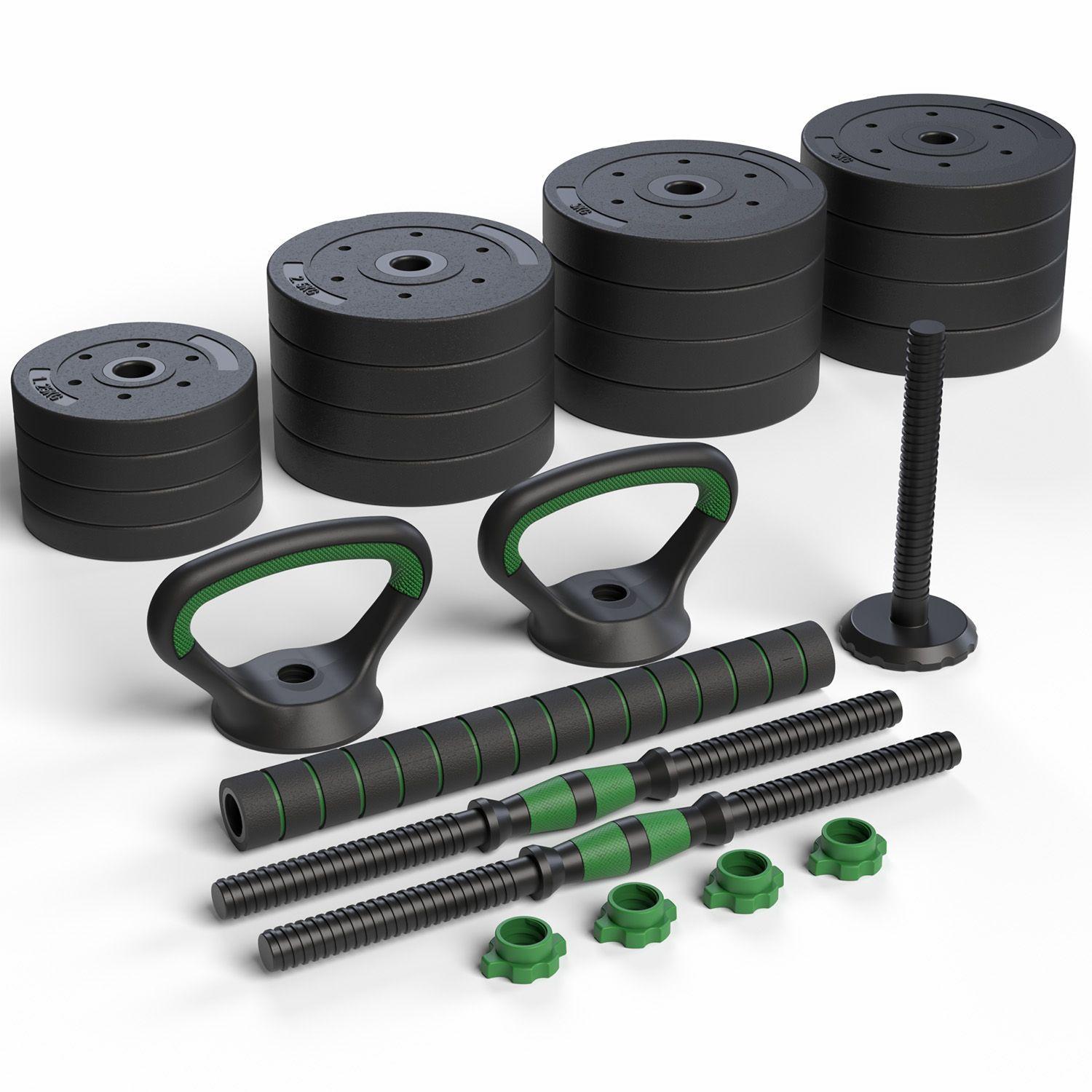 Set Mancuernas Green 3 en 1 ajustables 40 Kg-0