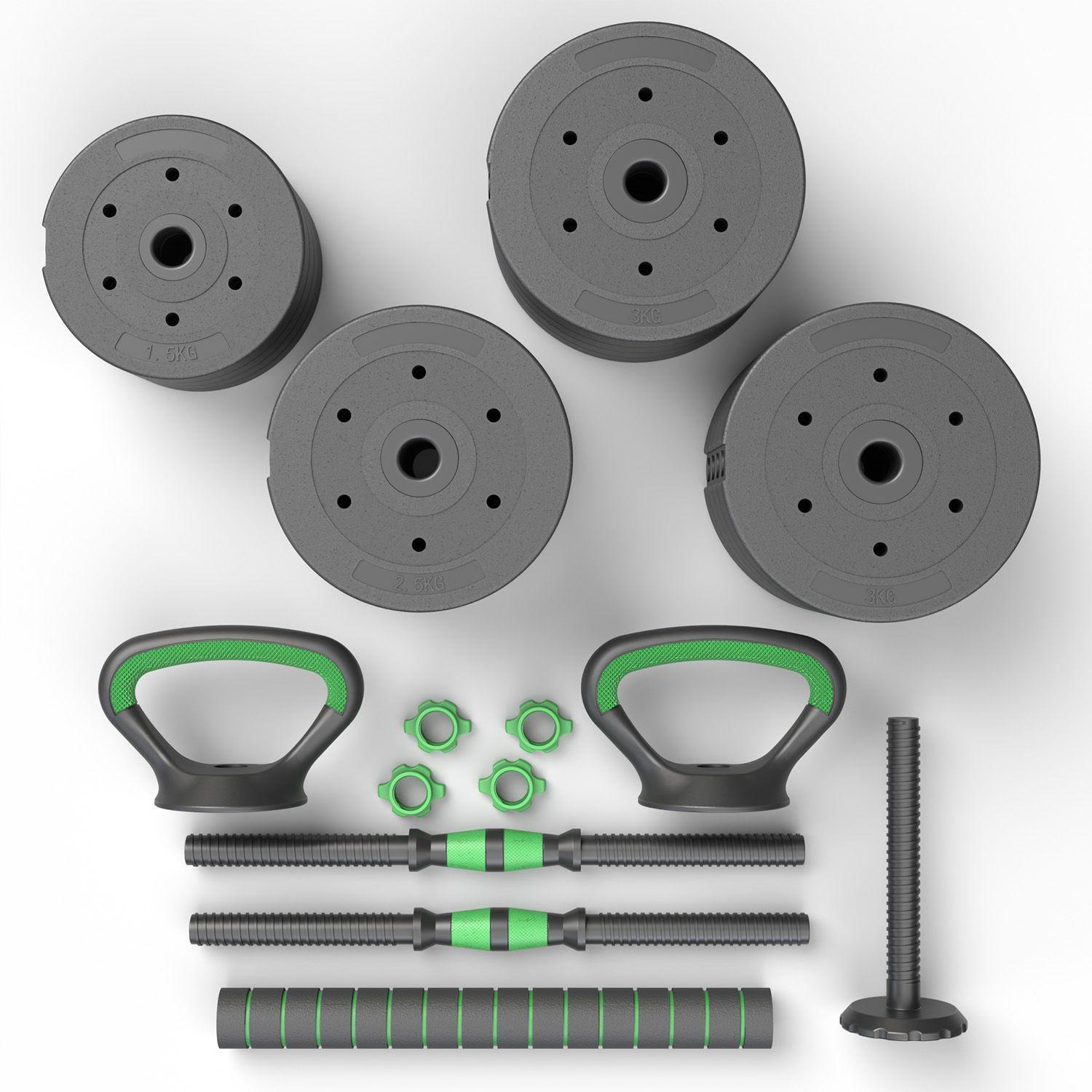 Set Mancuernas Green 3 en 1 ajustables 40 Kg-1