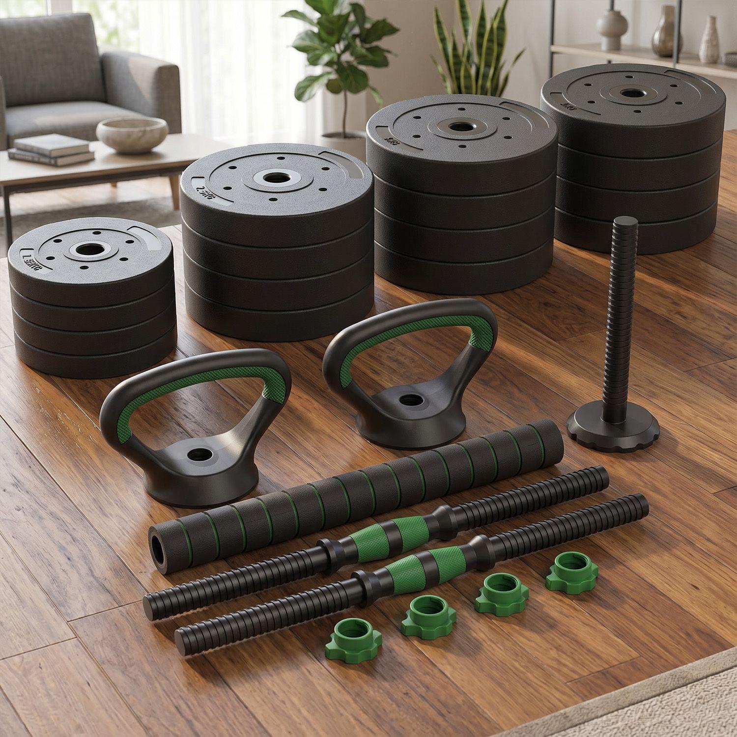 Set Mancuernas Green 3 en 1 ajustables 40 Kg-2