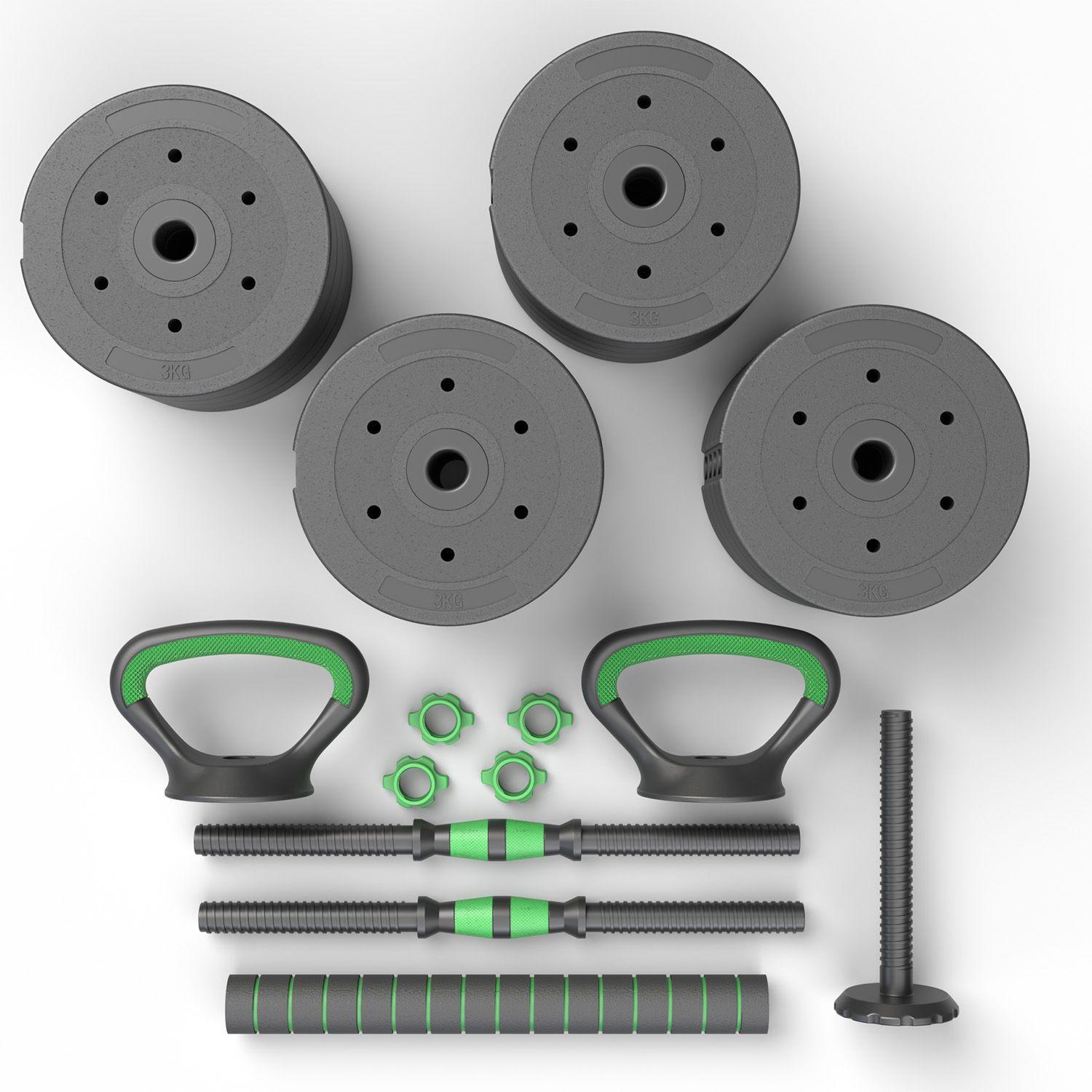 Set Mancuernas Green 3 en 1 ajustables 50 Kg-1