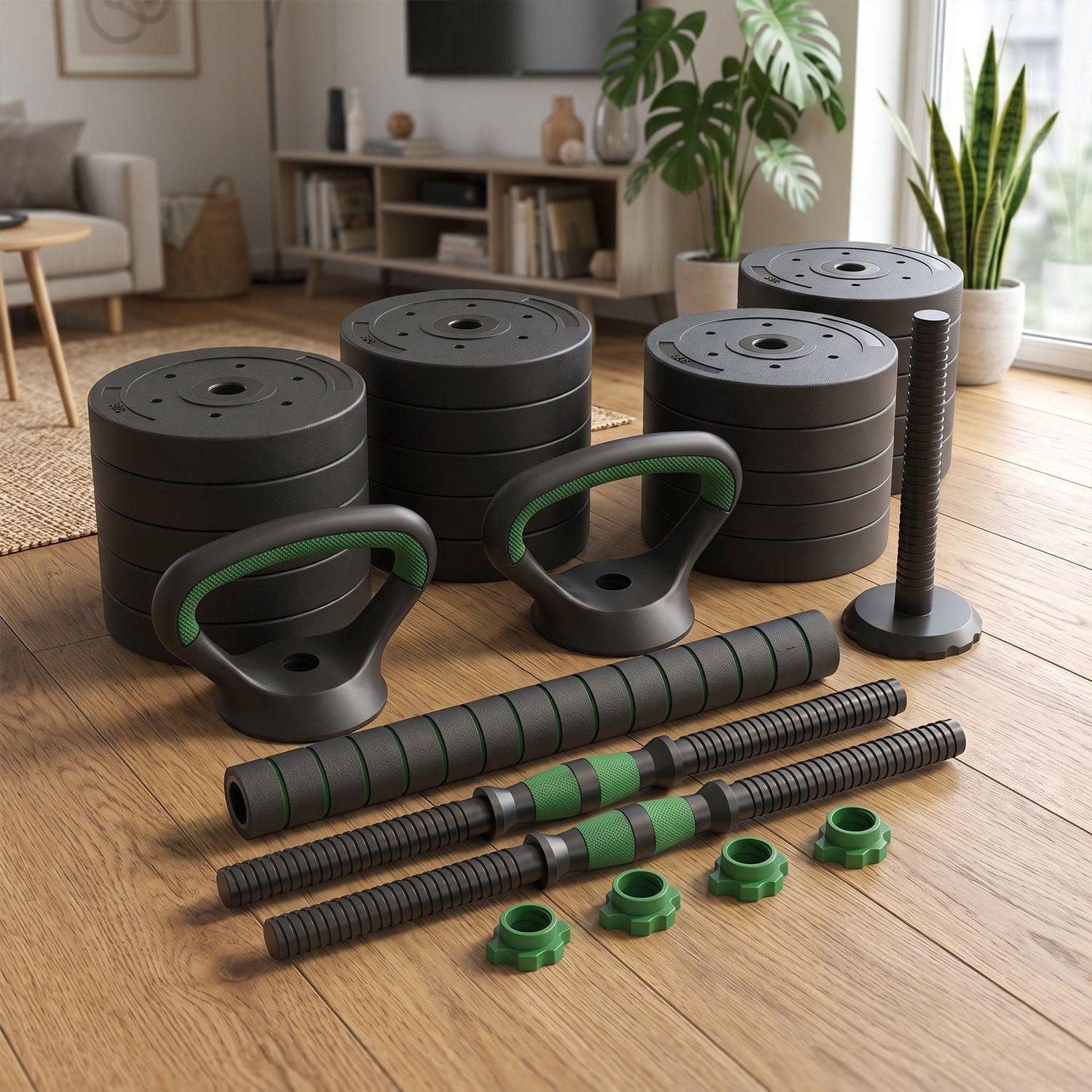 Set Mancuernas Green 3 en 1 ajustables 50 Kg-8