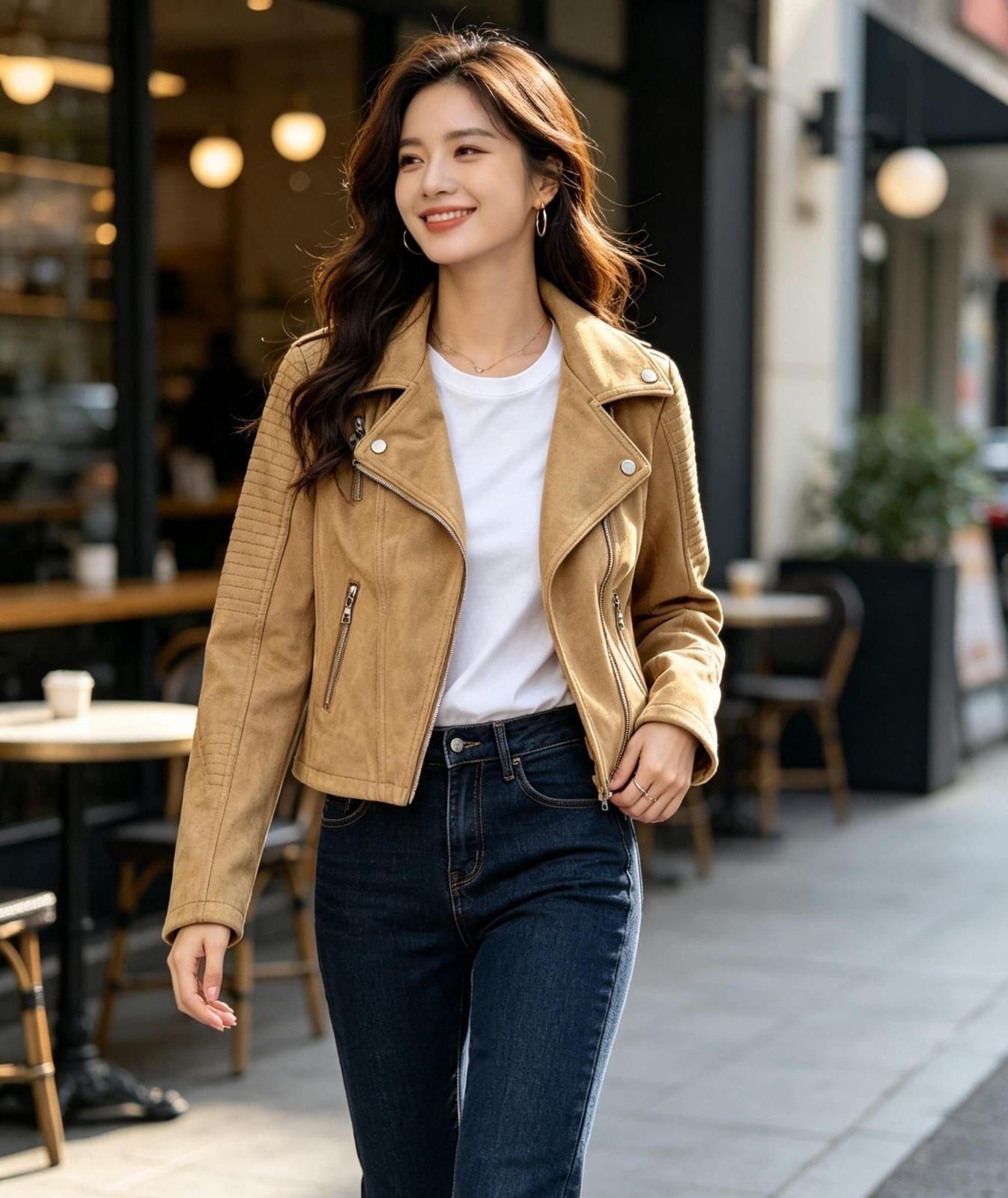 Chaqueta Mujer Color Camel Mostaza-0
